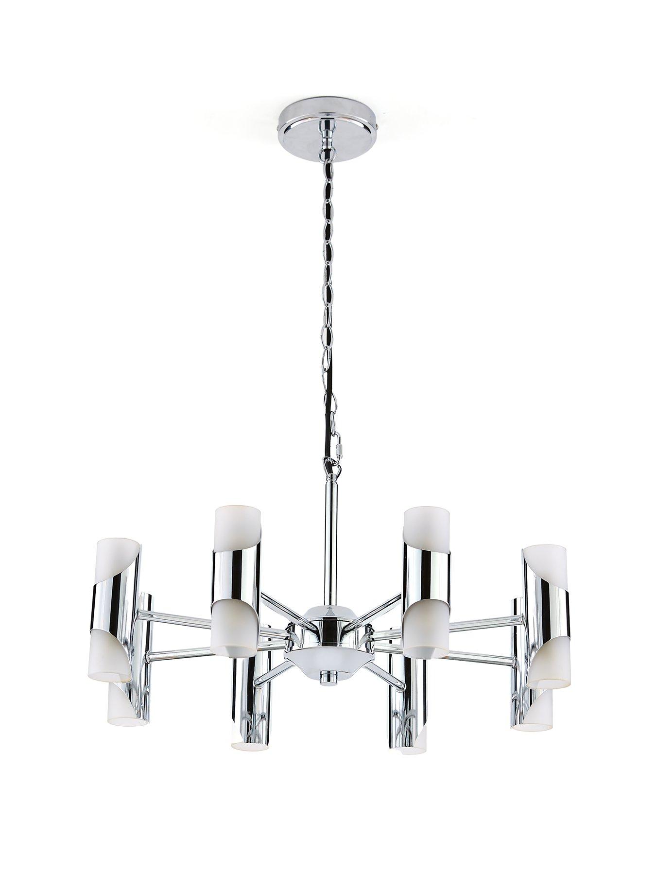 Image 2 of 7 of Very Home Statement 8-Arm Retro Glass Chrome Ceiling Light