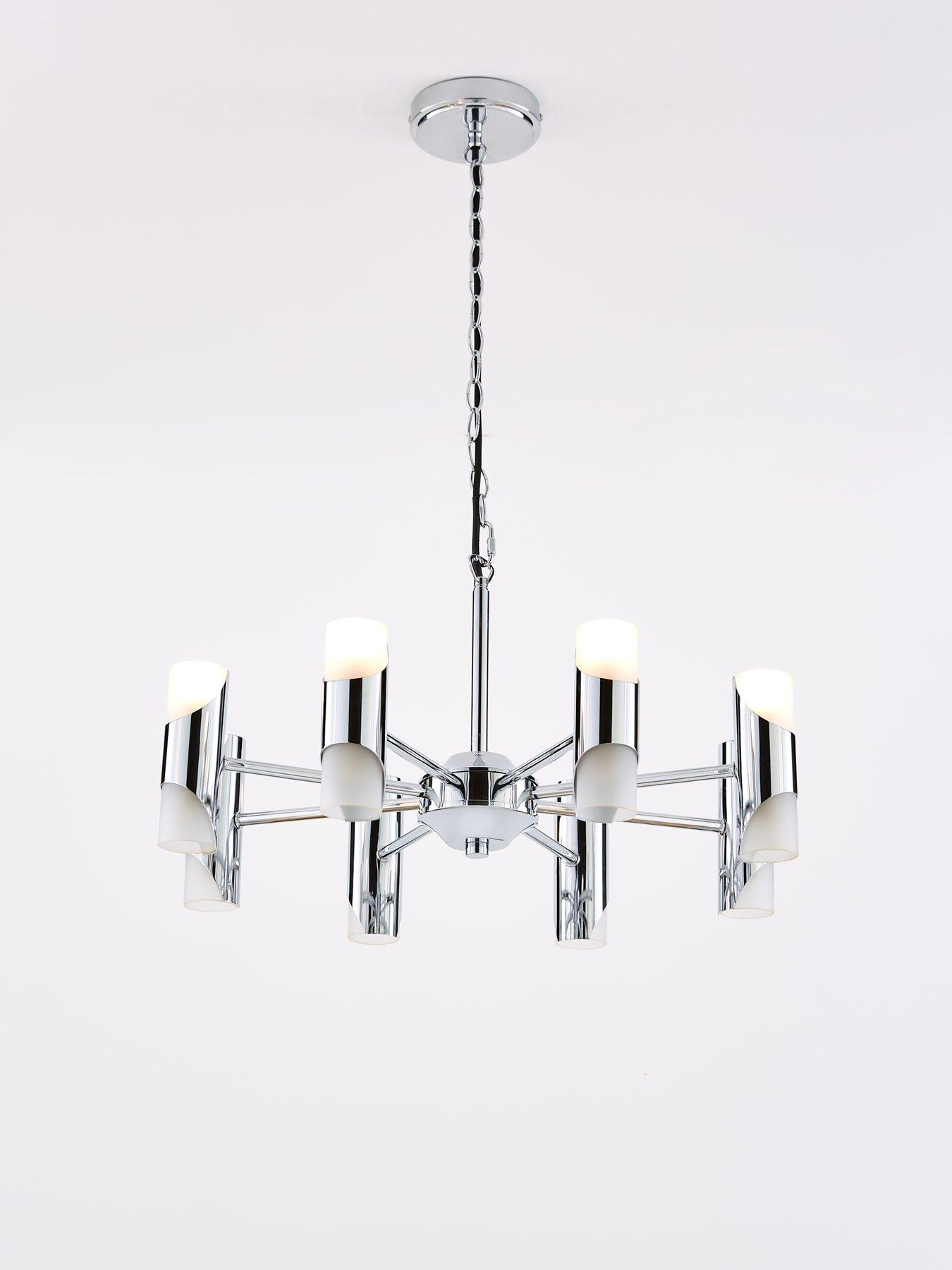 Image 3 of 7 of Very Home Statement 8-Arm Retro Glass Chrome Ceiling Light