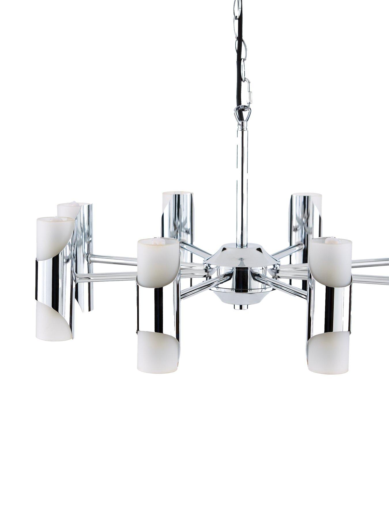 Image 4 of 7 of Very Home Statement 8-Arm Retro Glass Chrome Ceiling Light