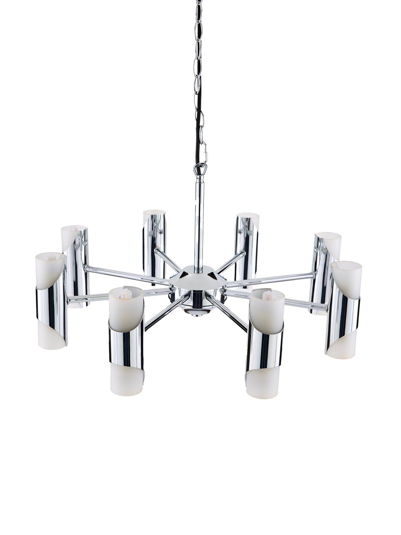 Image 6 of 7 of Very Home Statement 8-Arm Retro Glass Chrome Ceiling Light