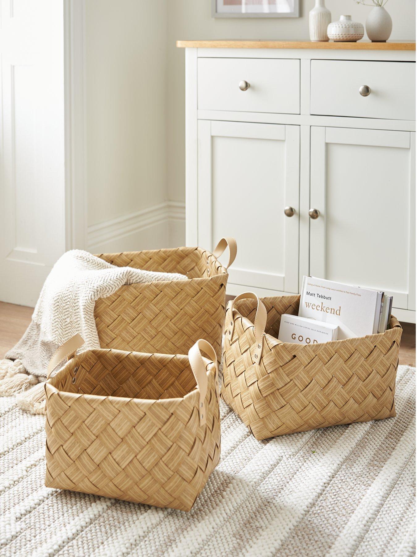 Very Home Set of 3 Check Woven Baskets