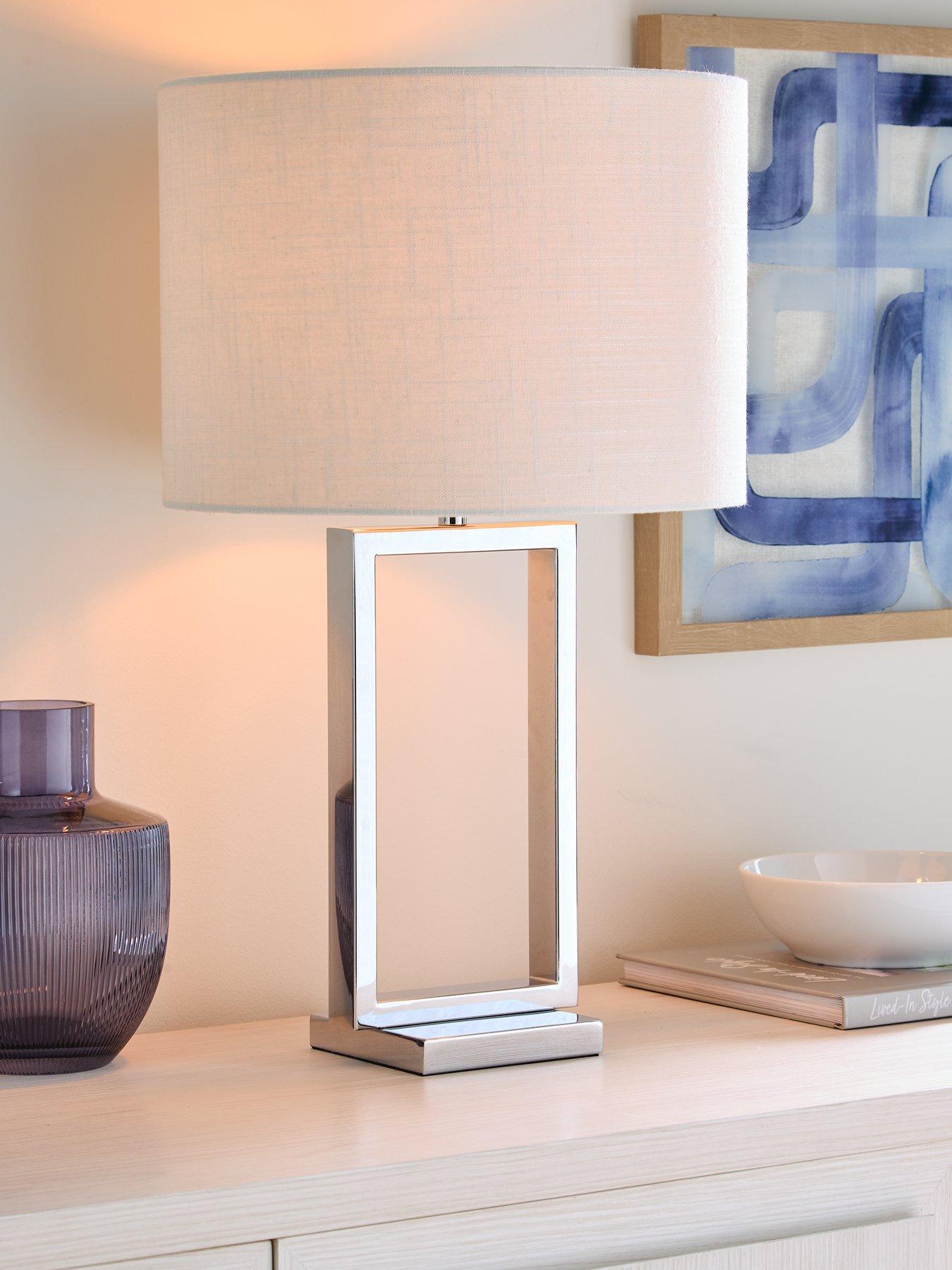 front image of the-very-collection-bevel-chrome-table-lamp