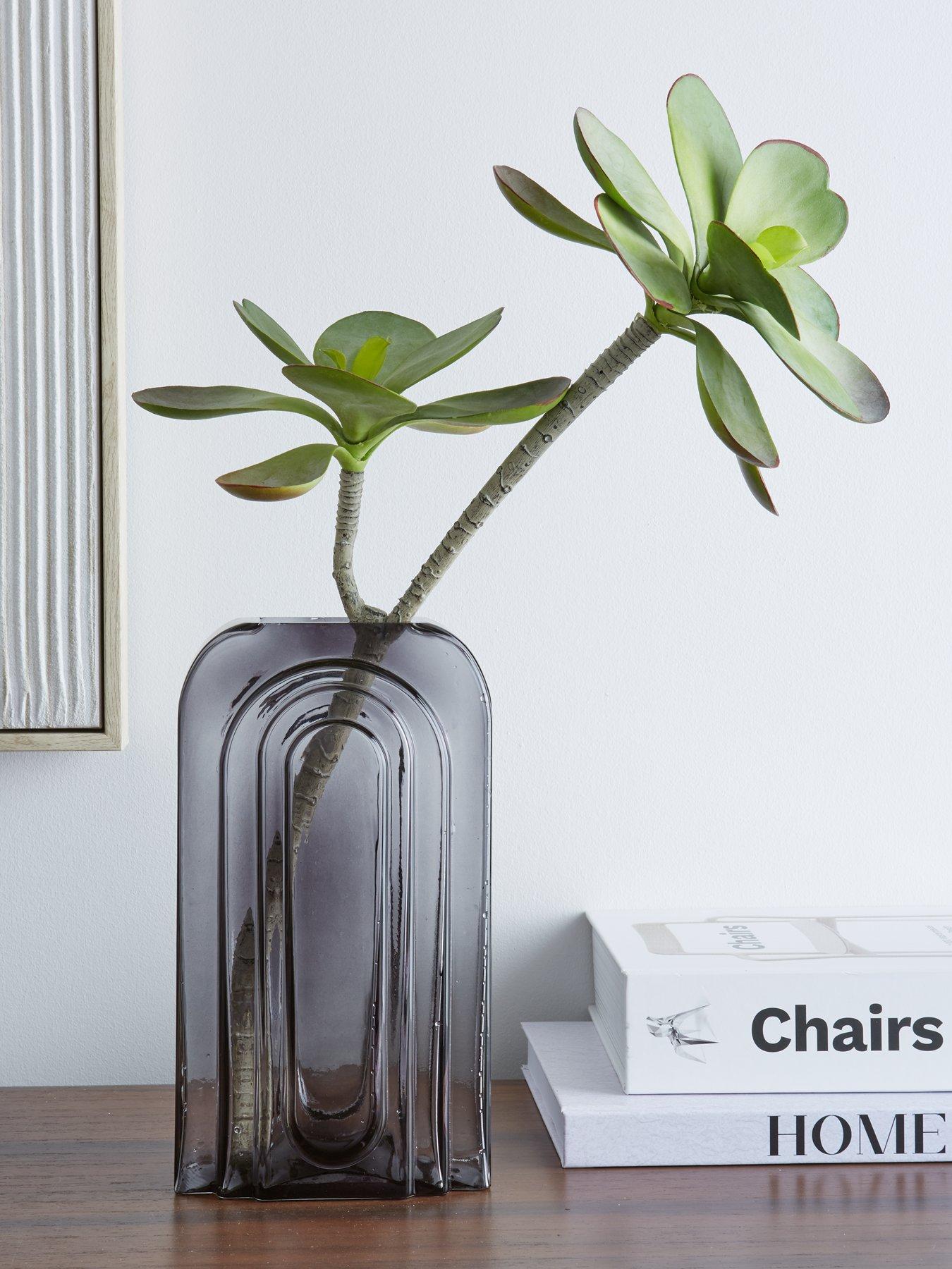 undefined Smoked Glass Curved Vase