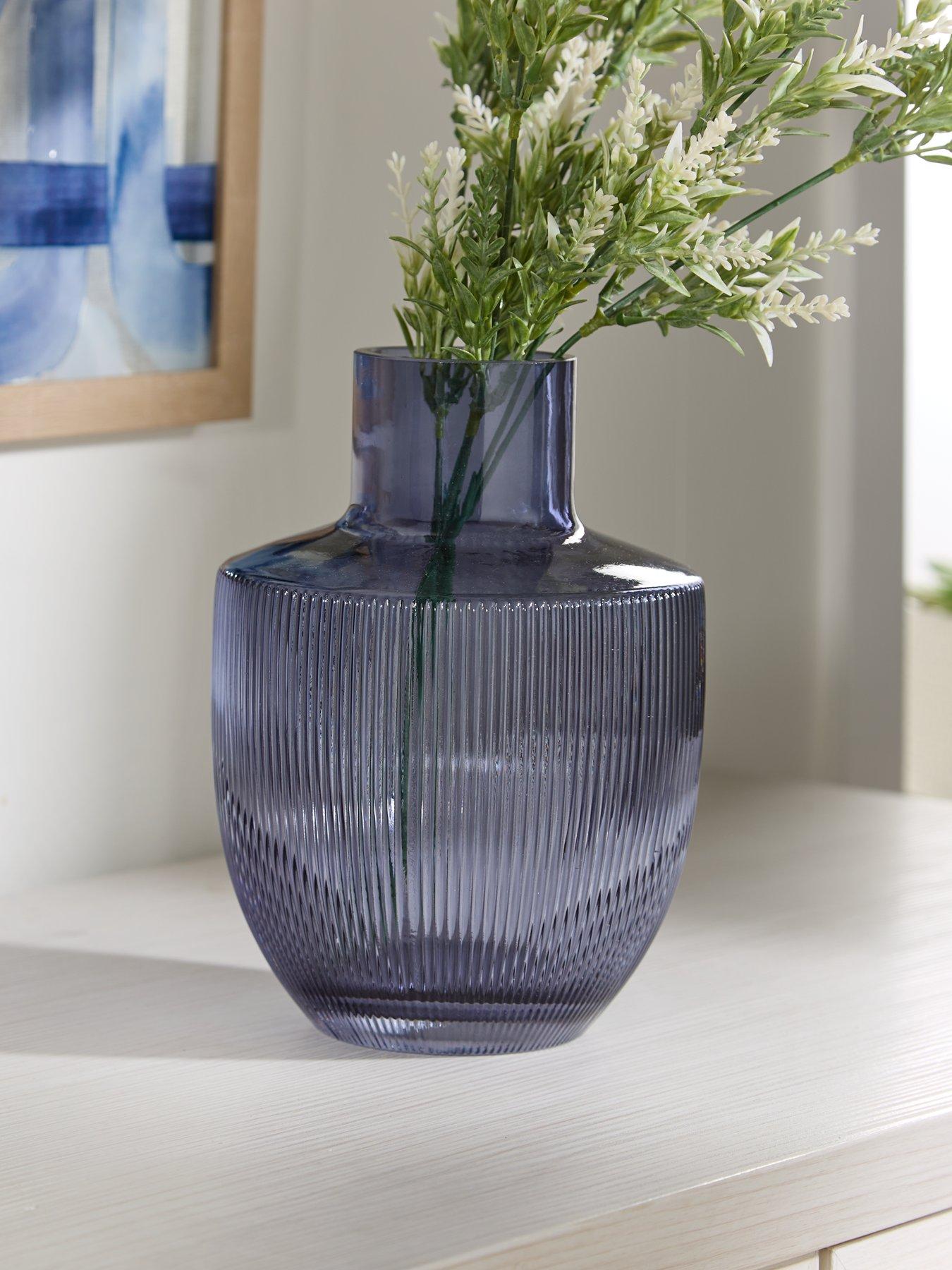Very Home Ribbed Run Vase - Blue