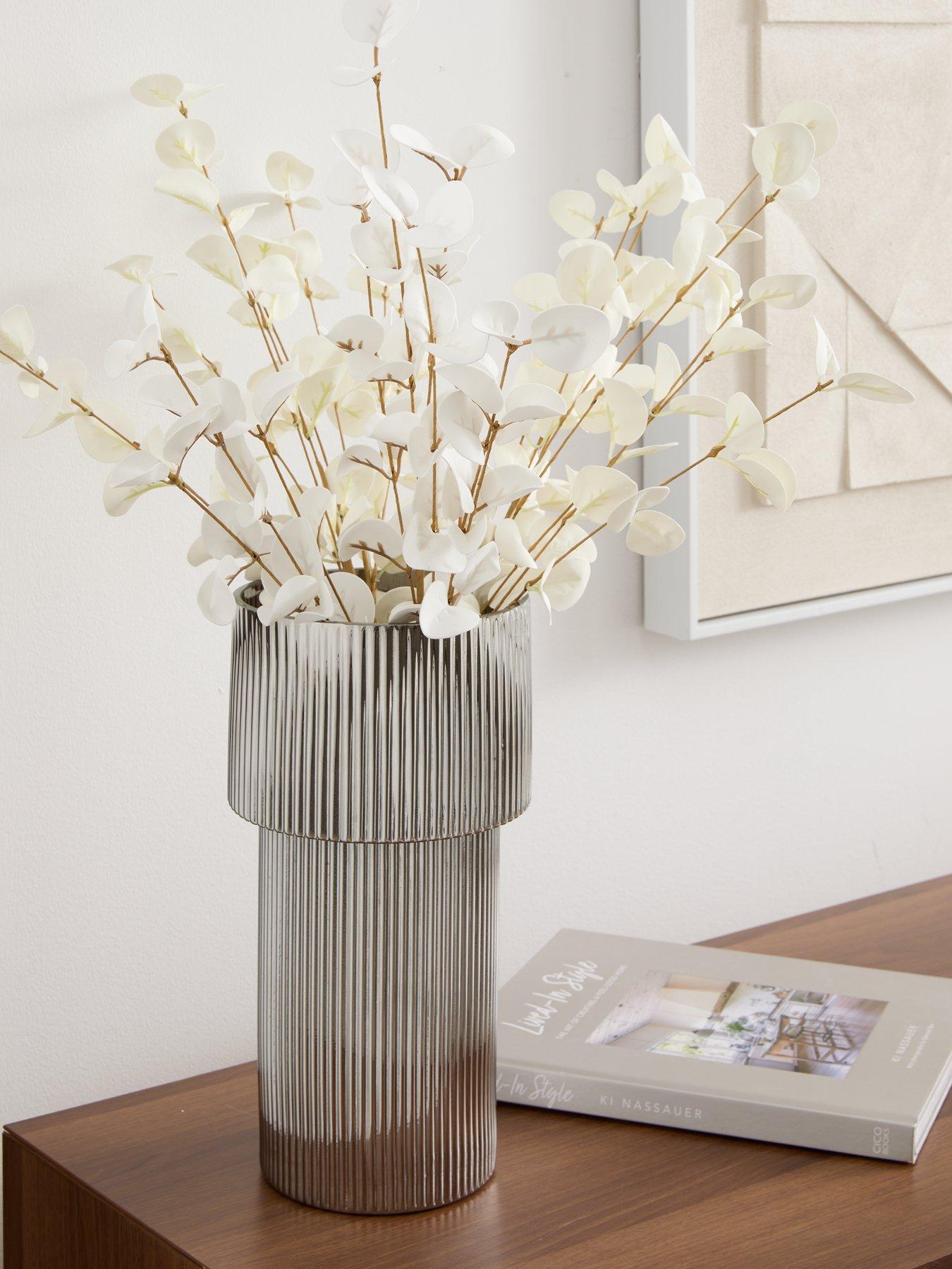 front image of the-very-collection-chrome-ribbed-vase