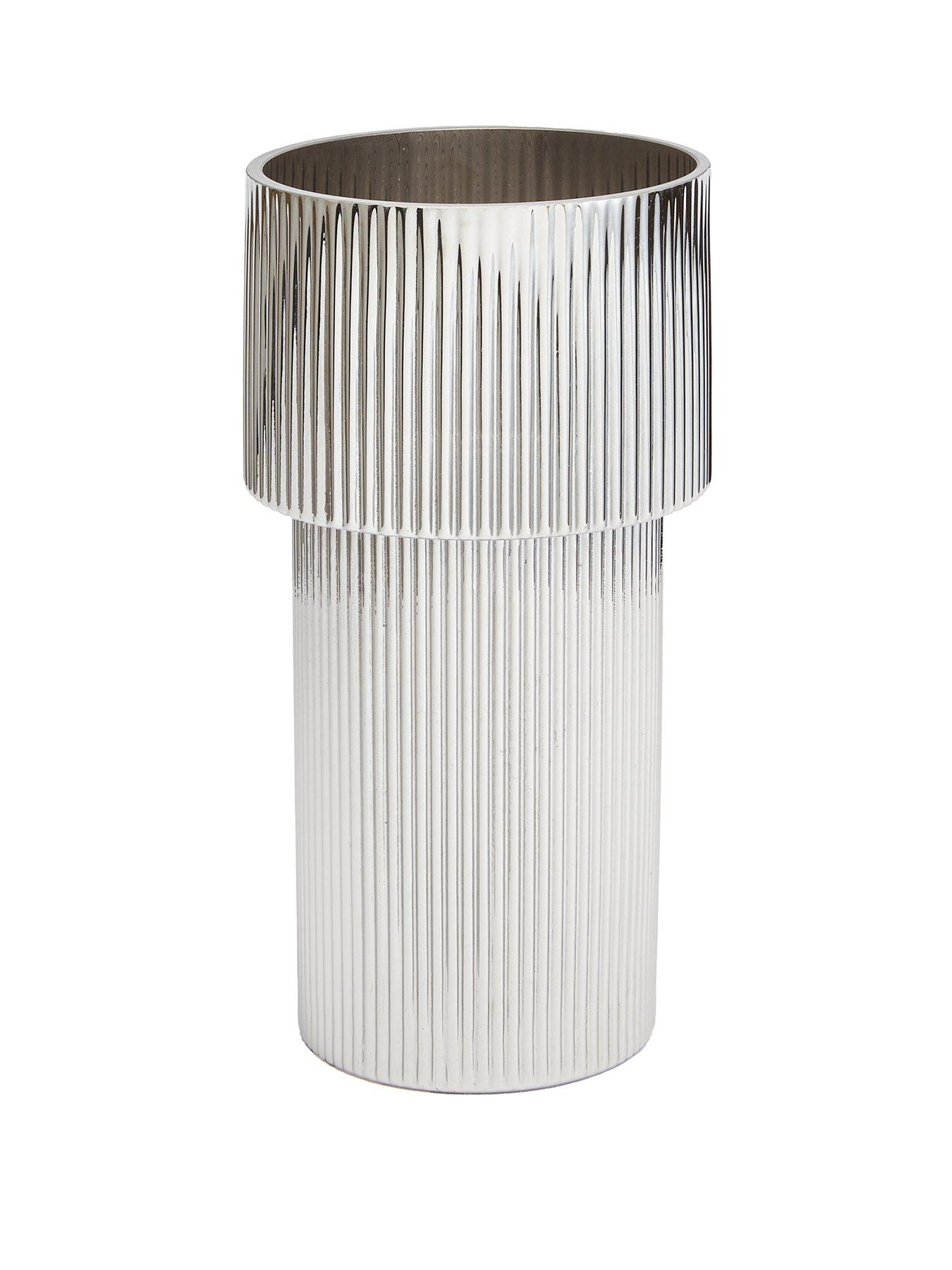 stillFront image of the-very-collection-chrome-ribbed-vase