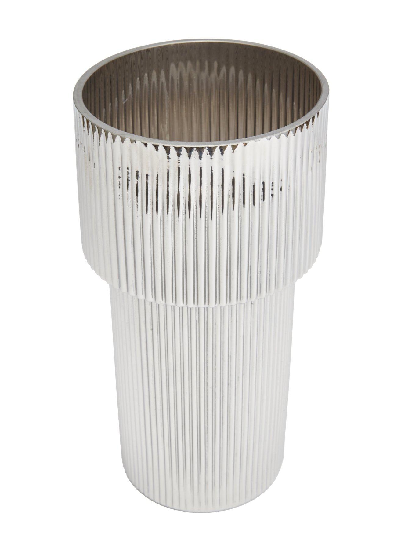  image of the-very-collection-chrome-ribbed-vase