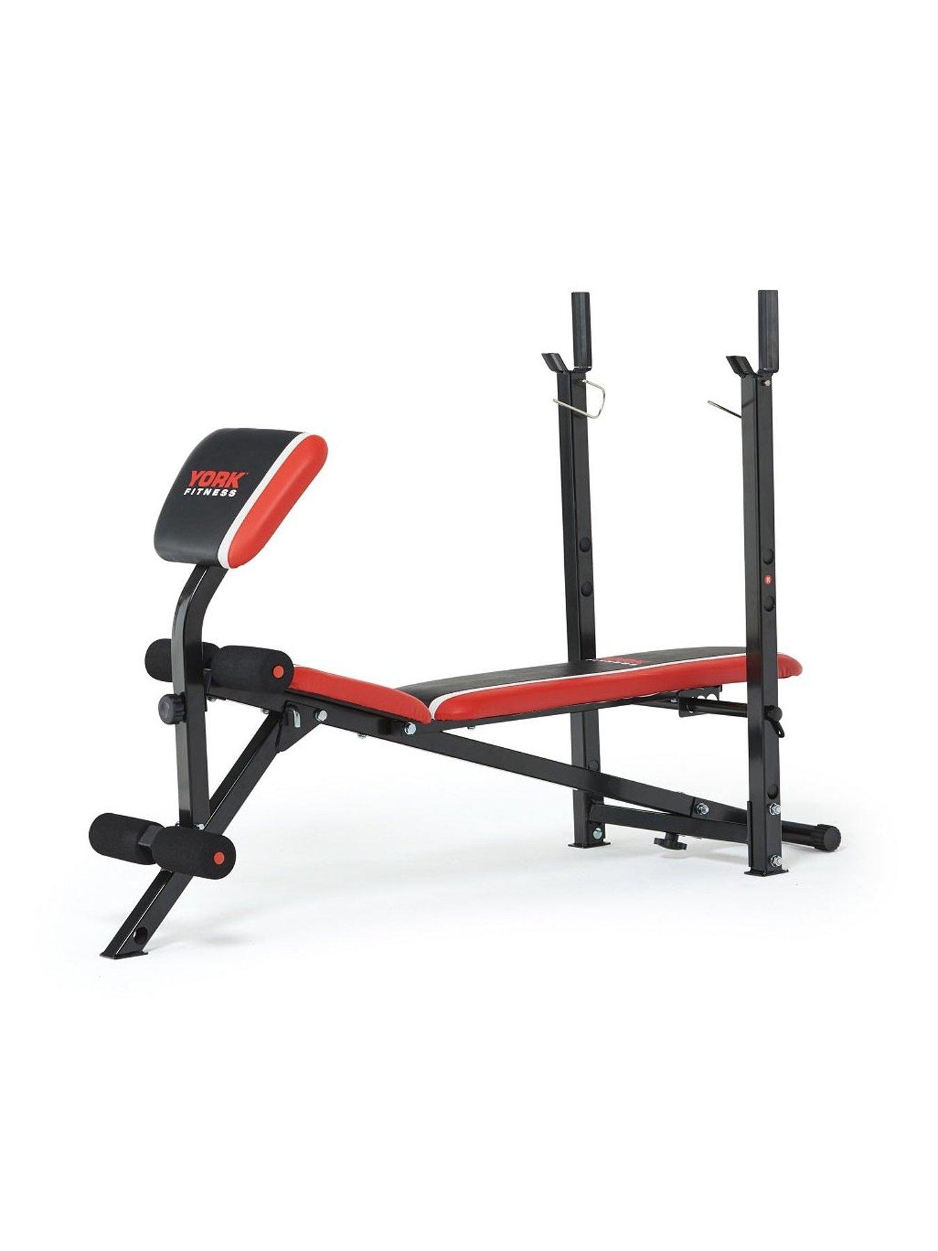 York Warrior 2 in 1 Folding Barbell and Ab Bench with Curl littlewoods