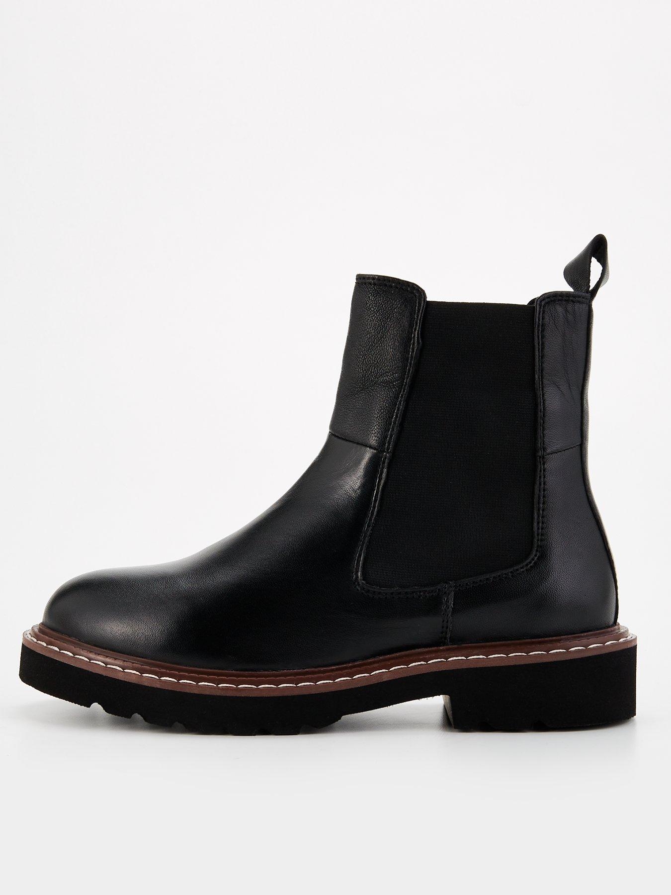 undefined Real Leather Chunky Chelsea Boot - Black
