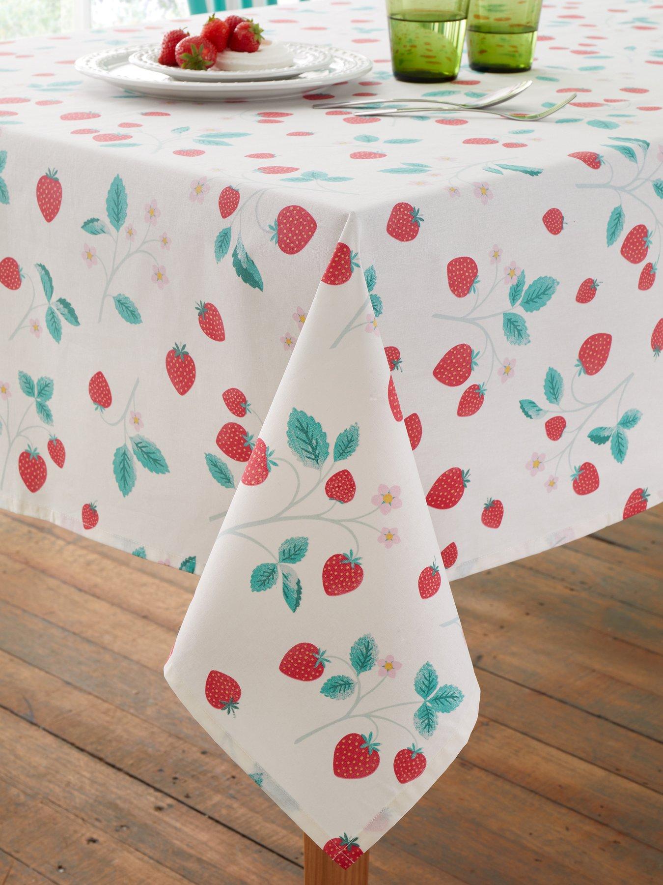  image of catherine-lansfield-strawberry-garden-cotton-tablecloth