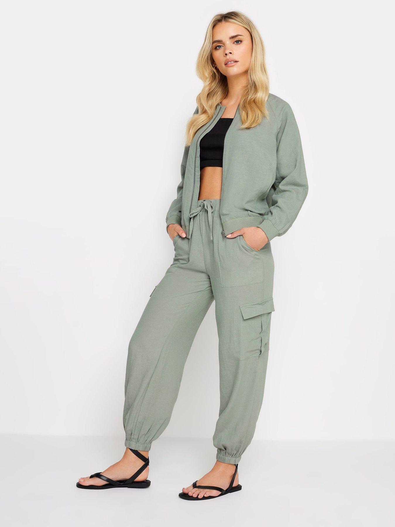  image of pixiegirl-petite-sage-linen-blend-bomber-jacket