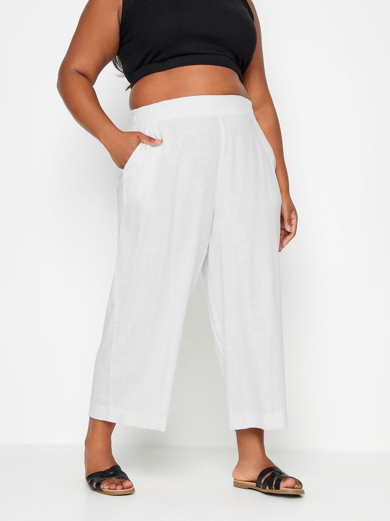 Plus size wide leg cropped trousers sale