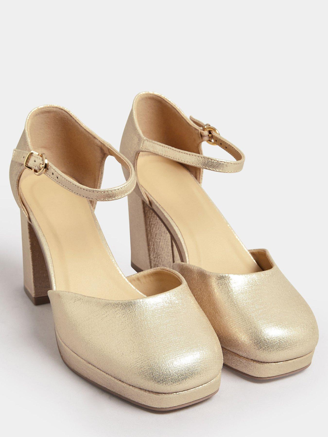 Extra Wide Fit Platform Court Shoe Gold