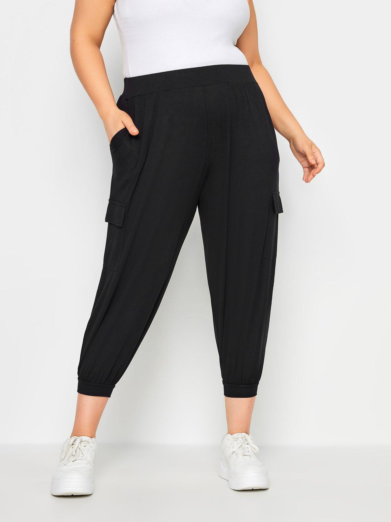 undefined Curve Jersey Crop Harem Cargos Black