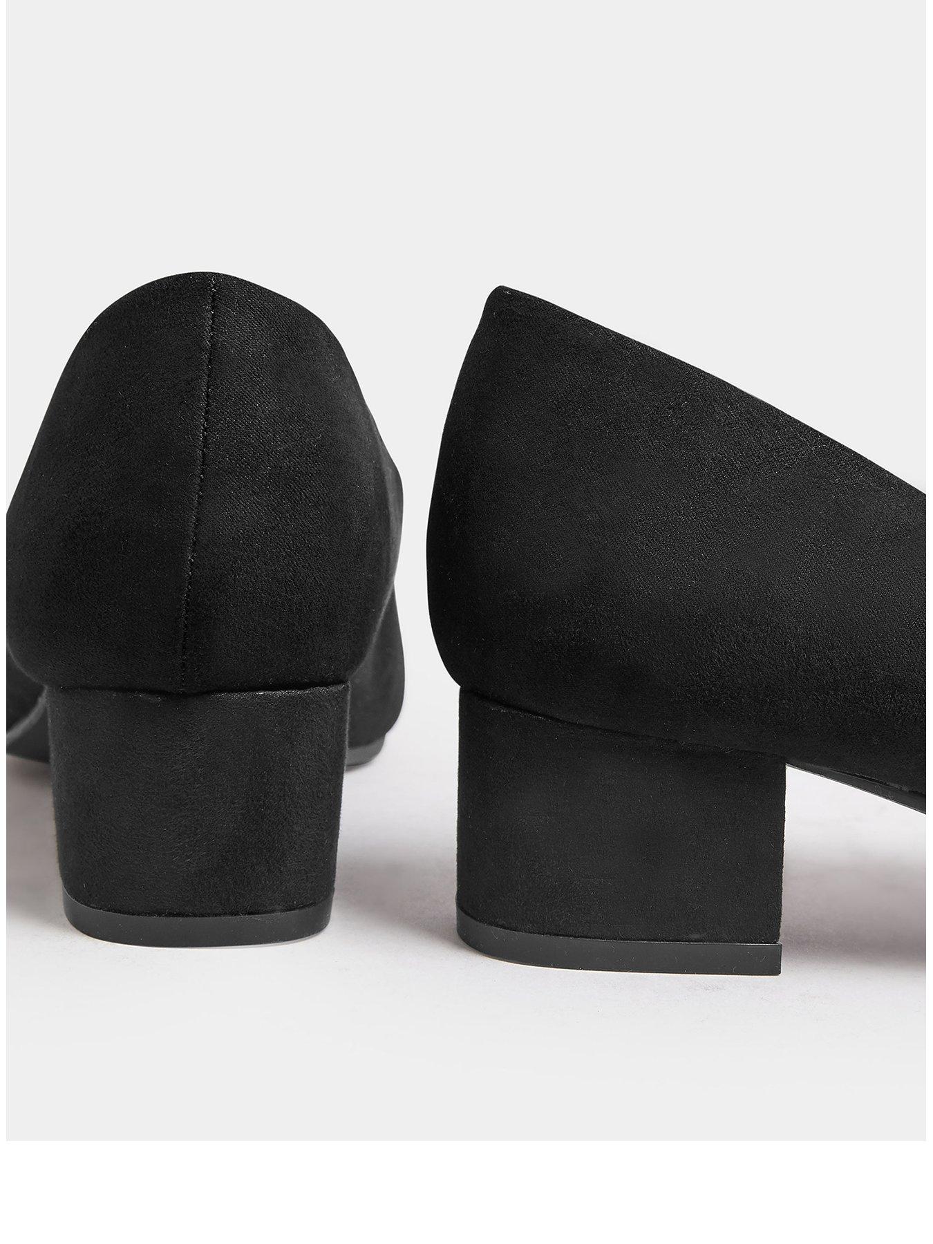 Image 3 of 4 of Yours Extra Wide Fit Mid Block Heel Court Black Micro