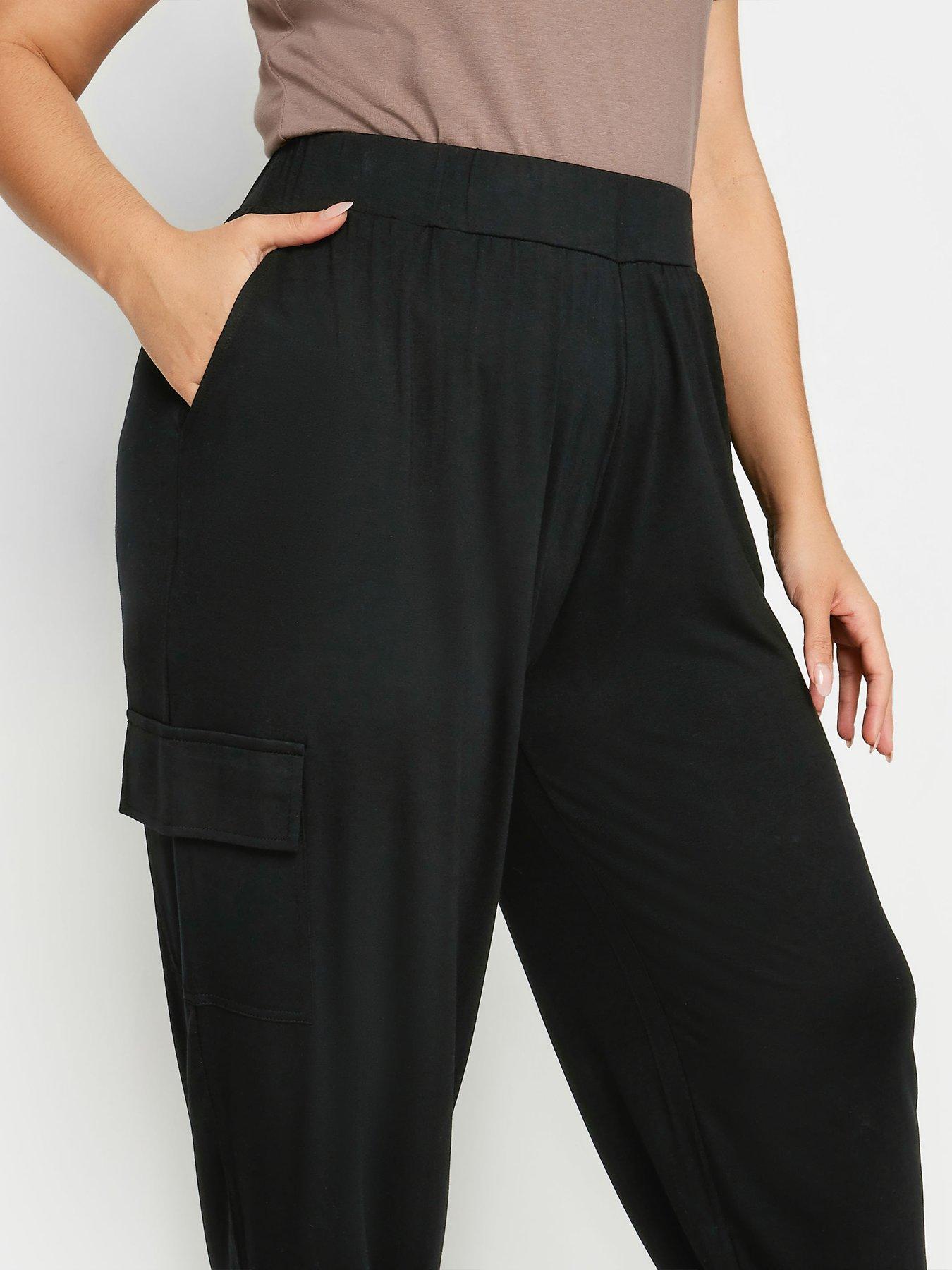Image 4 of 4 of Yours Curve Harem Cargos Black