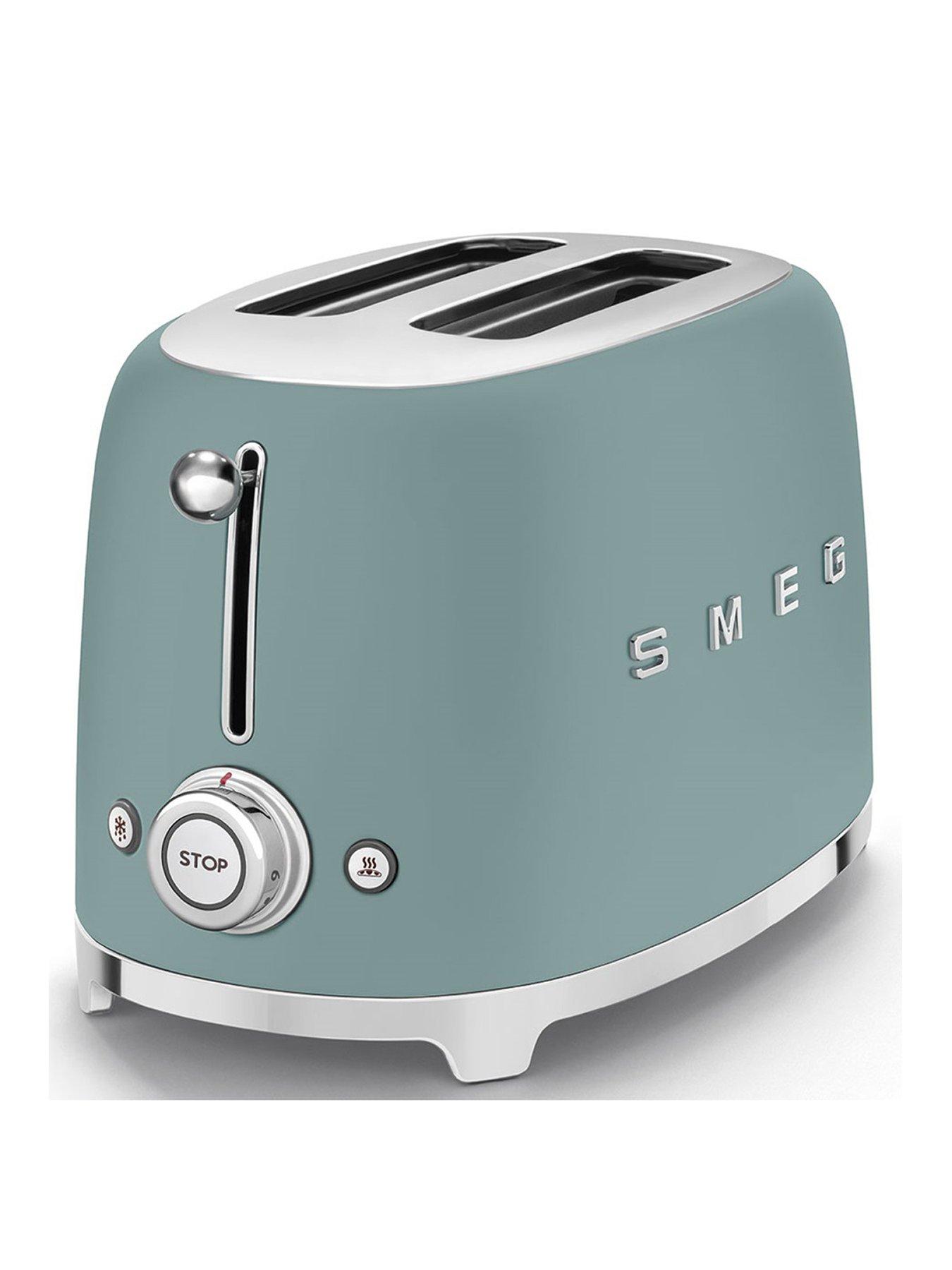  image of smeg-tsf01-retro-style-2-slice-toaster-950w-matte-emerald-green