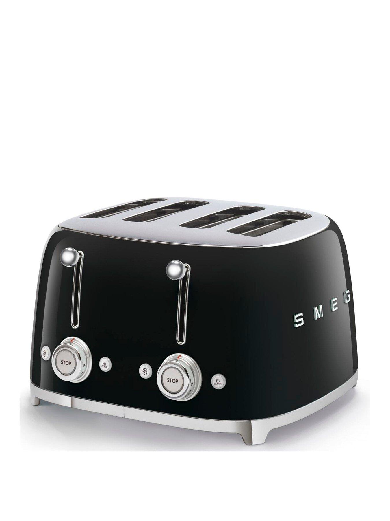 Smeg TSF03 50's Retro Style 4 Slice Toaster, Extra Wide Slots, 3 Pre