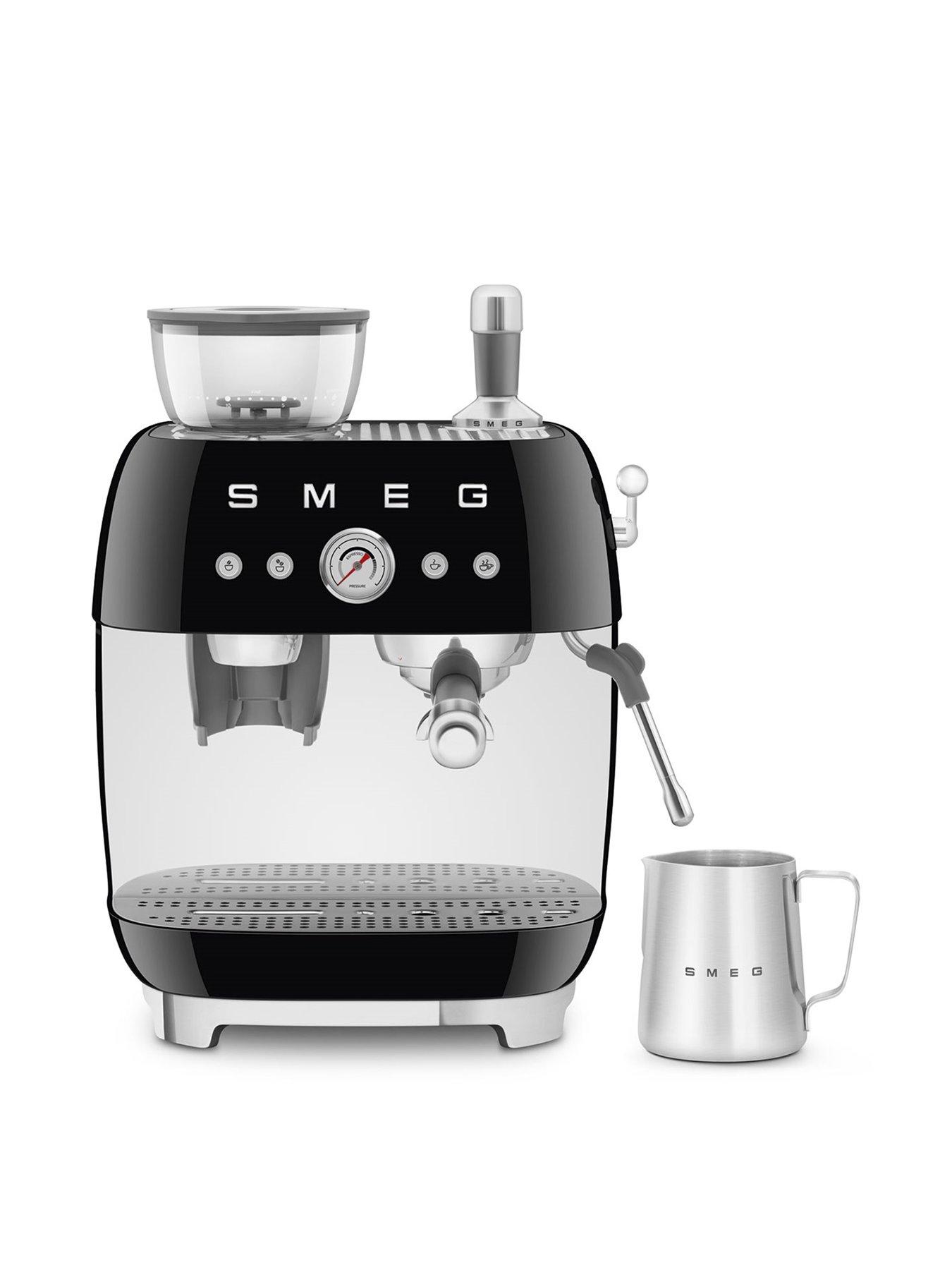 Smeg EGF03 Retro Style Espresso Coffee Machine with Grinder, 2.4L, 1650W - Black
