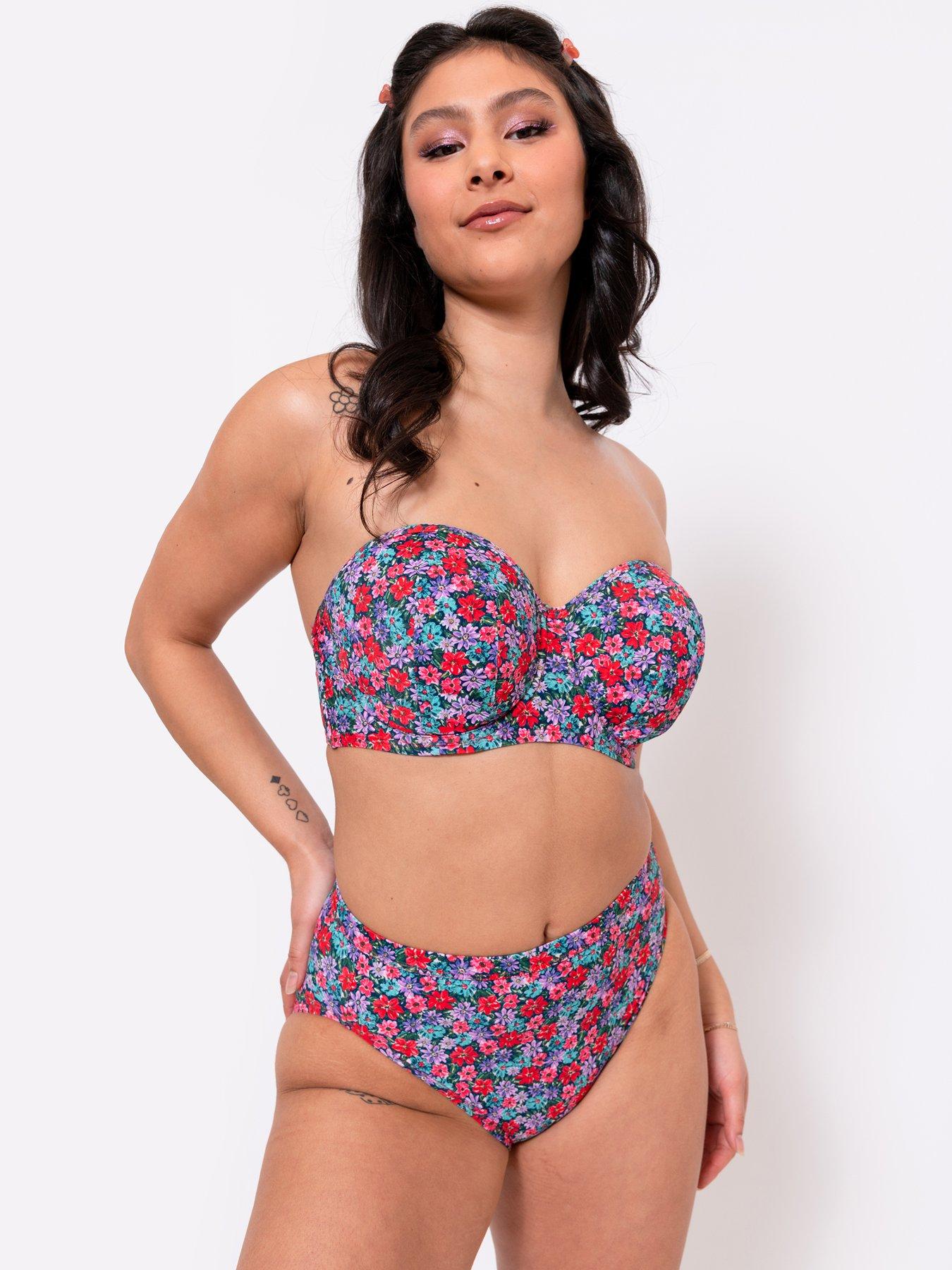 Curvy Kate Kitsch Kate Floral Print Bandeau Bikini Top Multi littlewoods