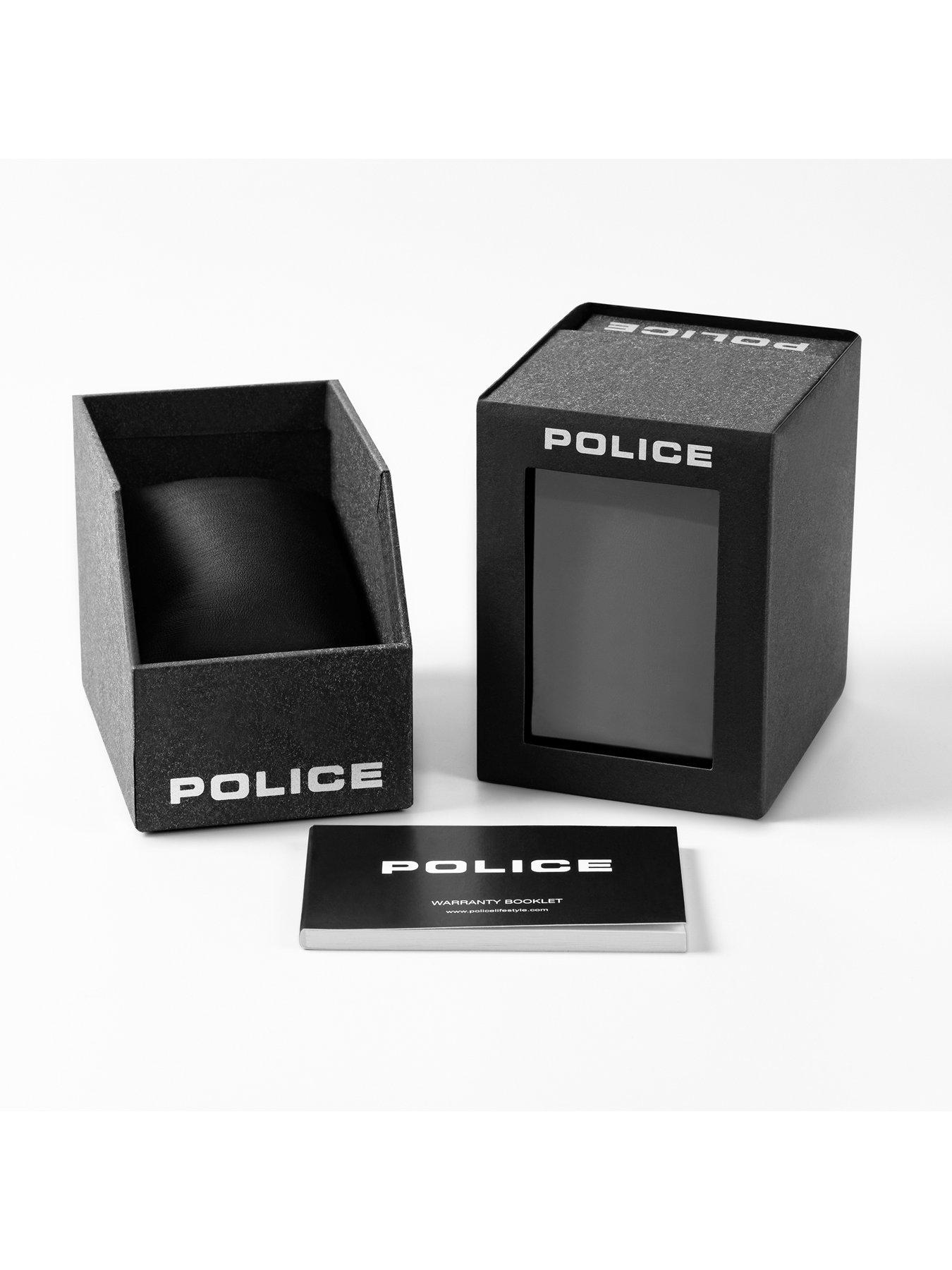 Image 4 of 4 of Police Barter SS Muli Dial Black Leather Strap 5 ATM Watch