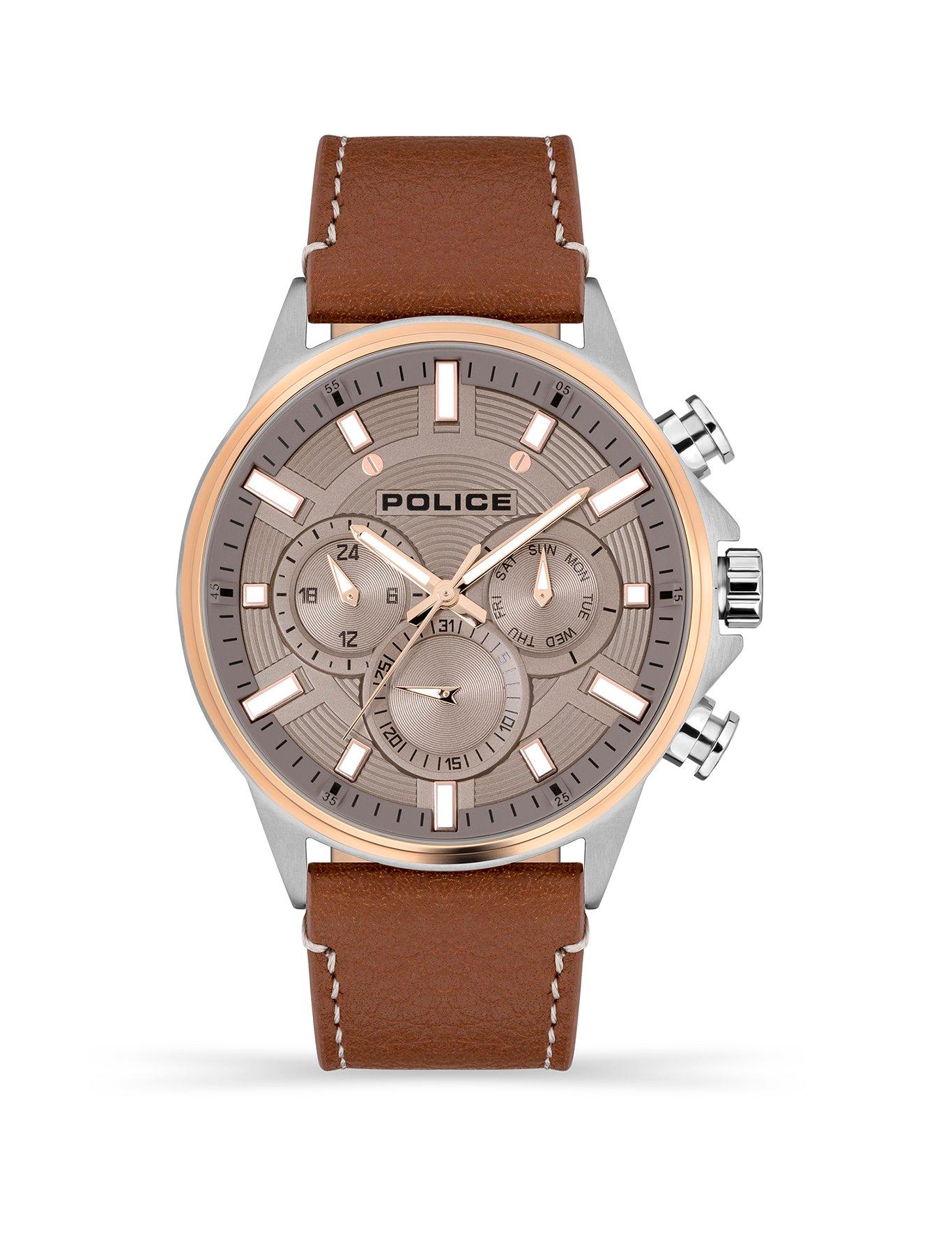 undefined Kismet SS Multi Dial Brown Leather Strap Watch