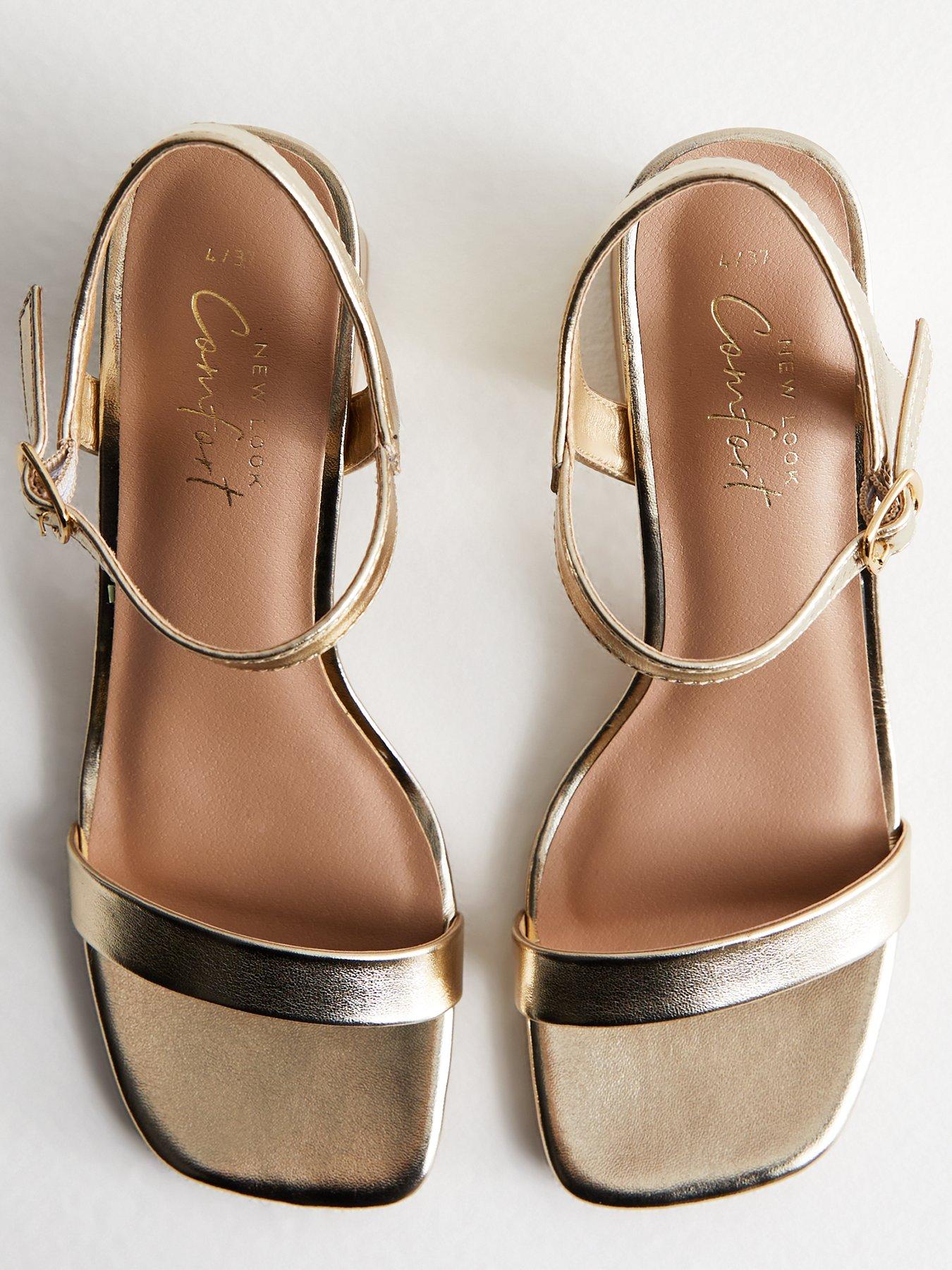  image of new-look-block-heel-sandals-gold