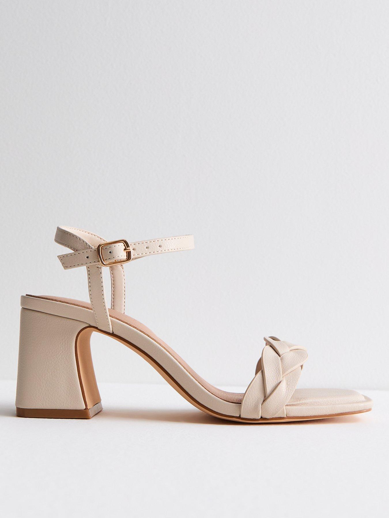 New Look Wide Fit Off White Plaited Block Heel Sandals littlewoods