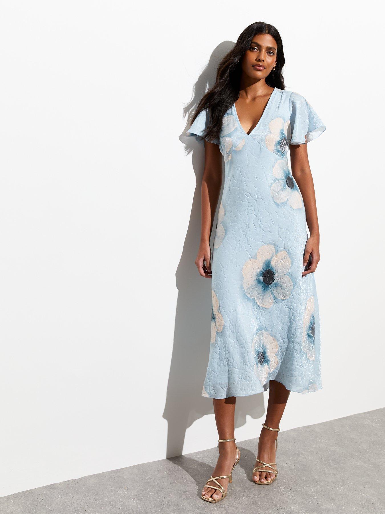 Flutter sleeve midi dress deals