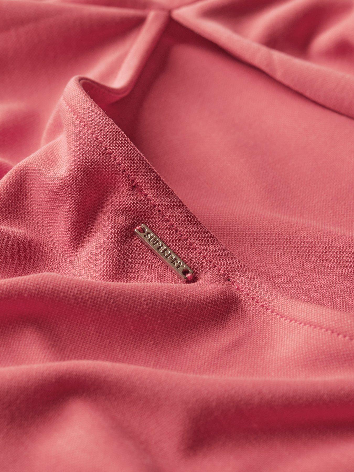  image of superdry-sleeveless-jersey-midi-dress-with-twist-back-detail-pink