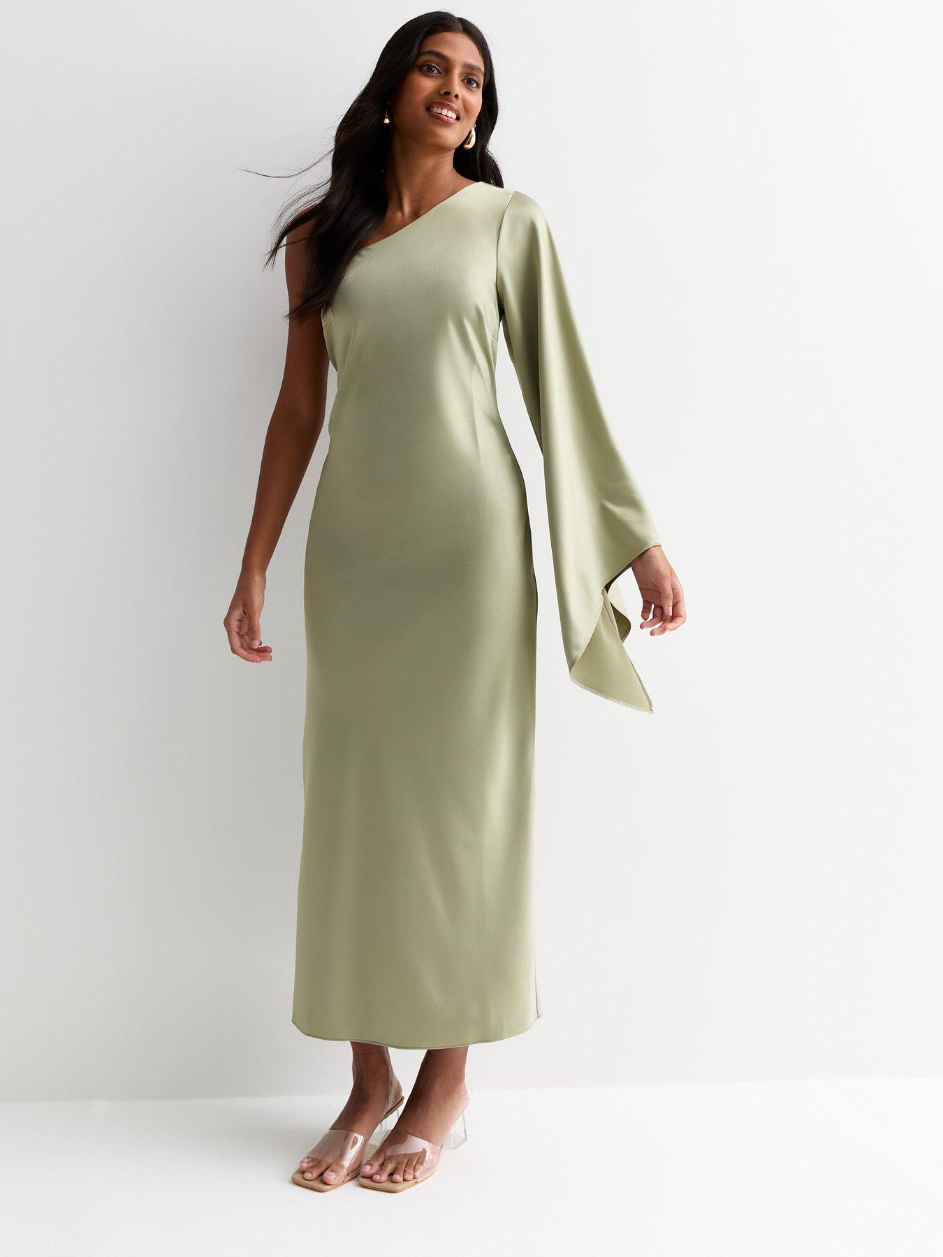 New Look Camel Crinkle Satin Slouch Slip Maxi Dress littlewoods