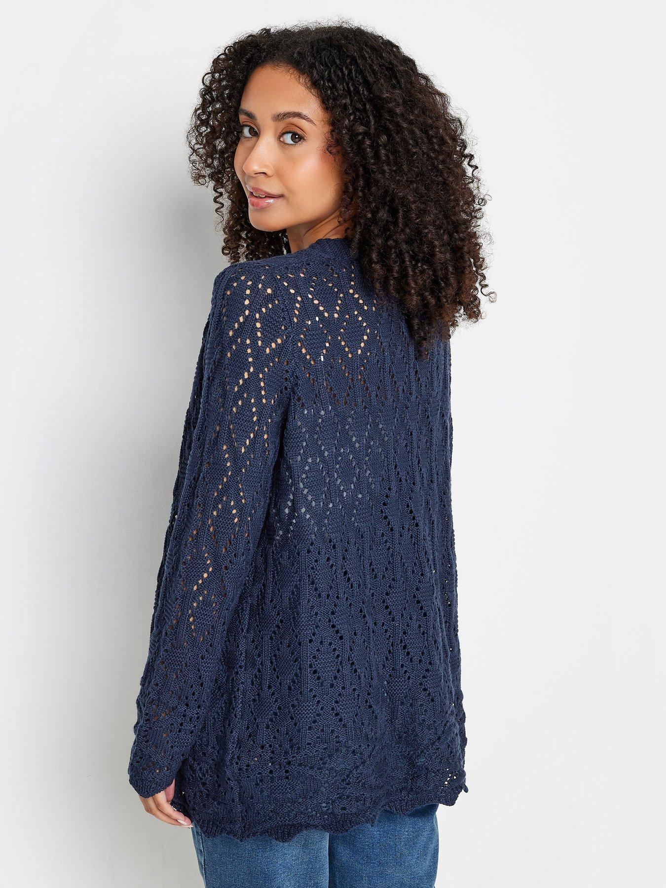 M Co Petite Petite Navy Crochet Cardigan littlewoods