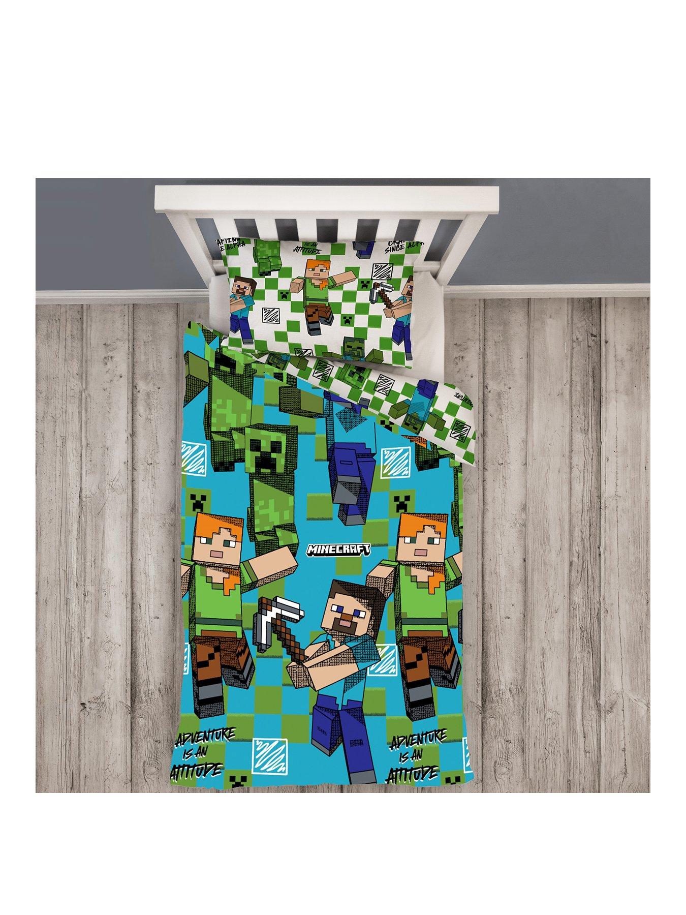 Image 2 of 7 of Minecraft Drawn Single Duvet Cover Set - Multi