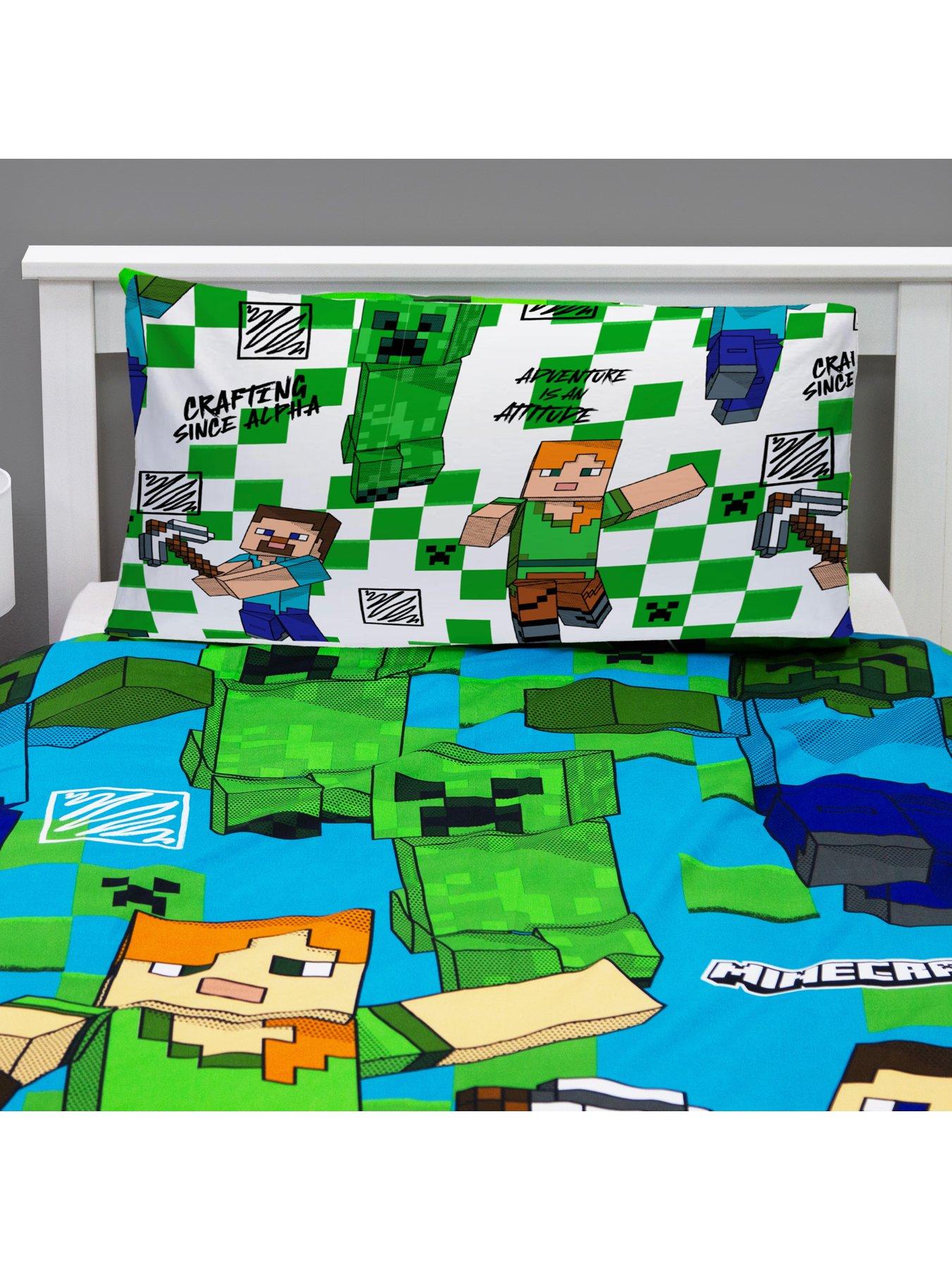 Image 7 of 7 of Minecraft Drawn Single Duvet Cover Set - Multi