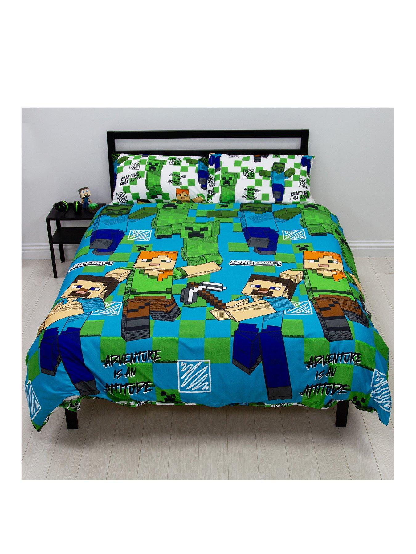  image of minecraft-drawn-double-duvet-cover-set-multi