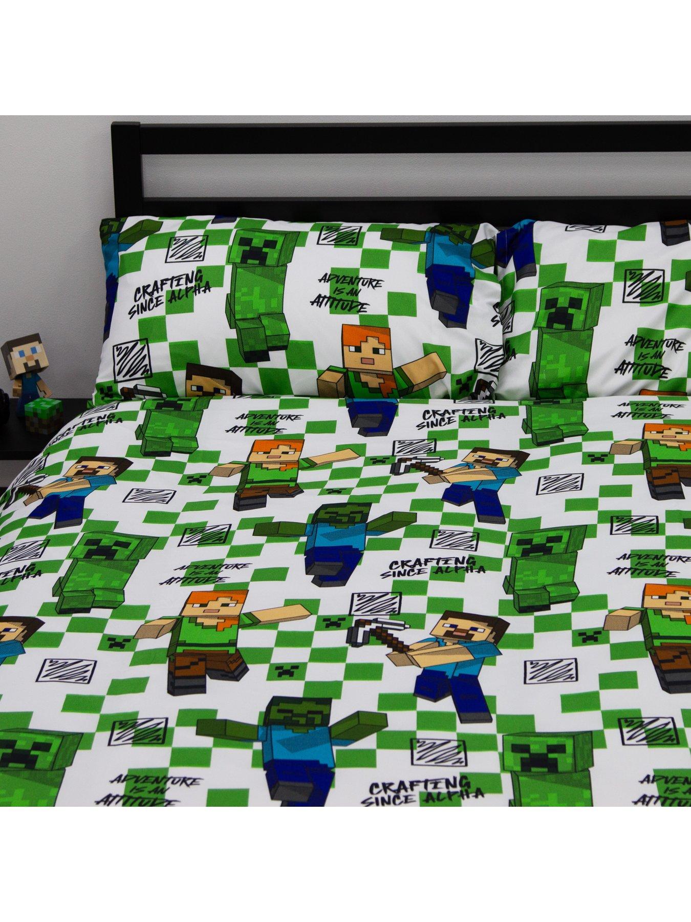  image of minecraft-drawn-double-duvet-cover-set-multi
