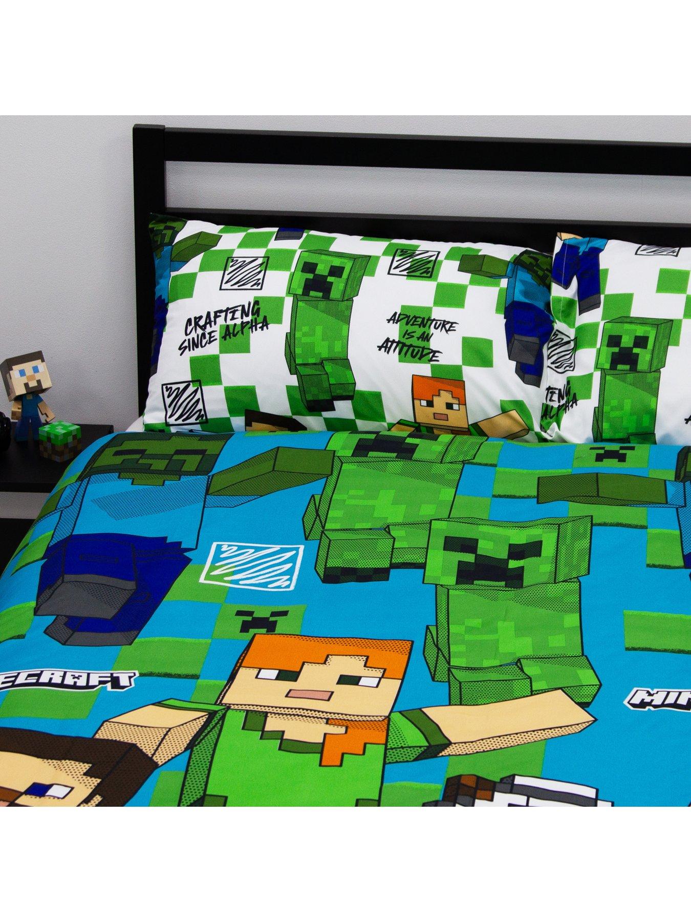  image of minecraft-drawn-double-duvet-cover-set-multi