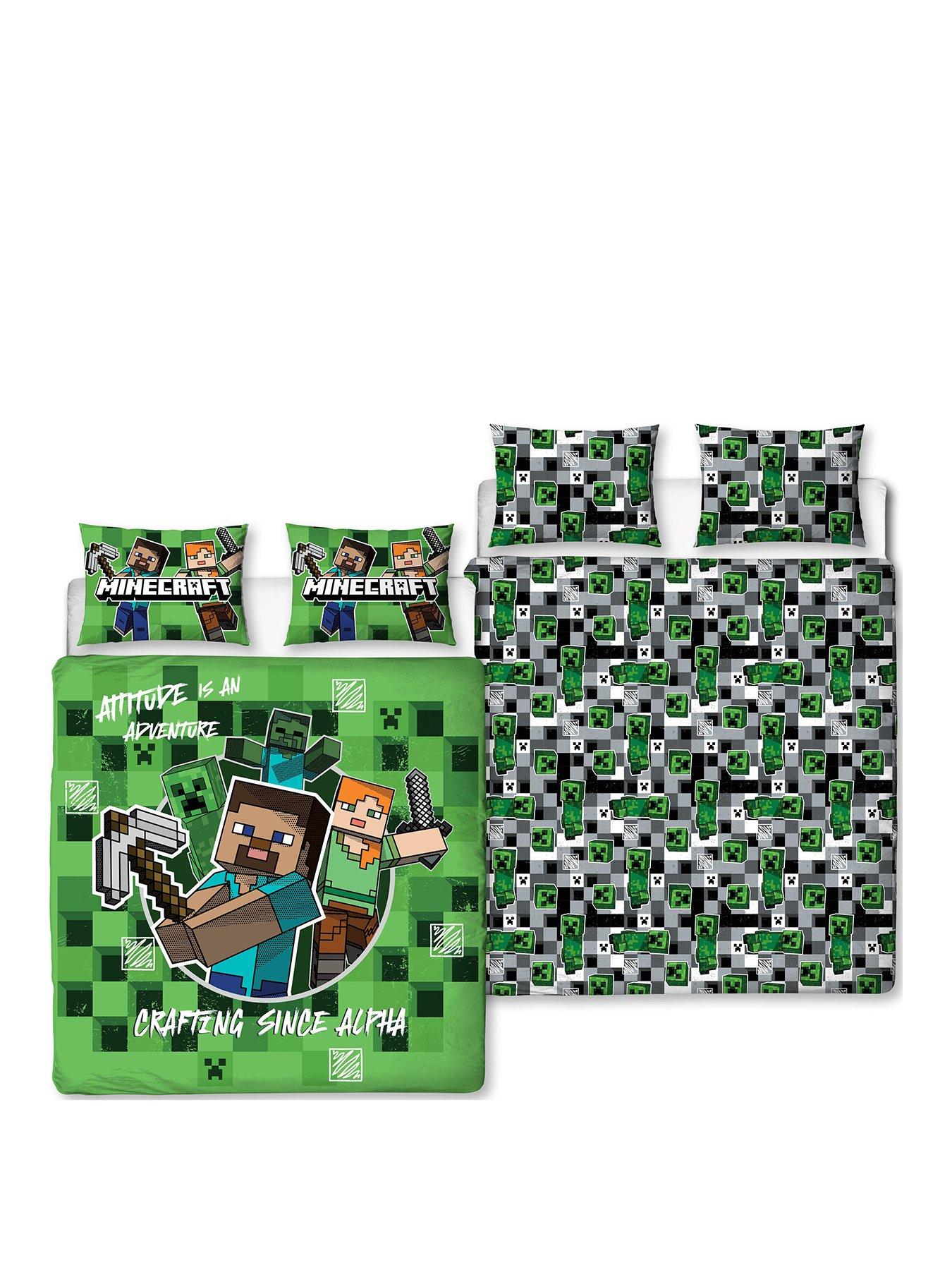  image of minecraft-check-panel-double-duvet-cover-set-multi