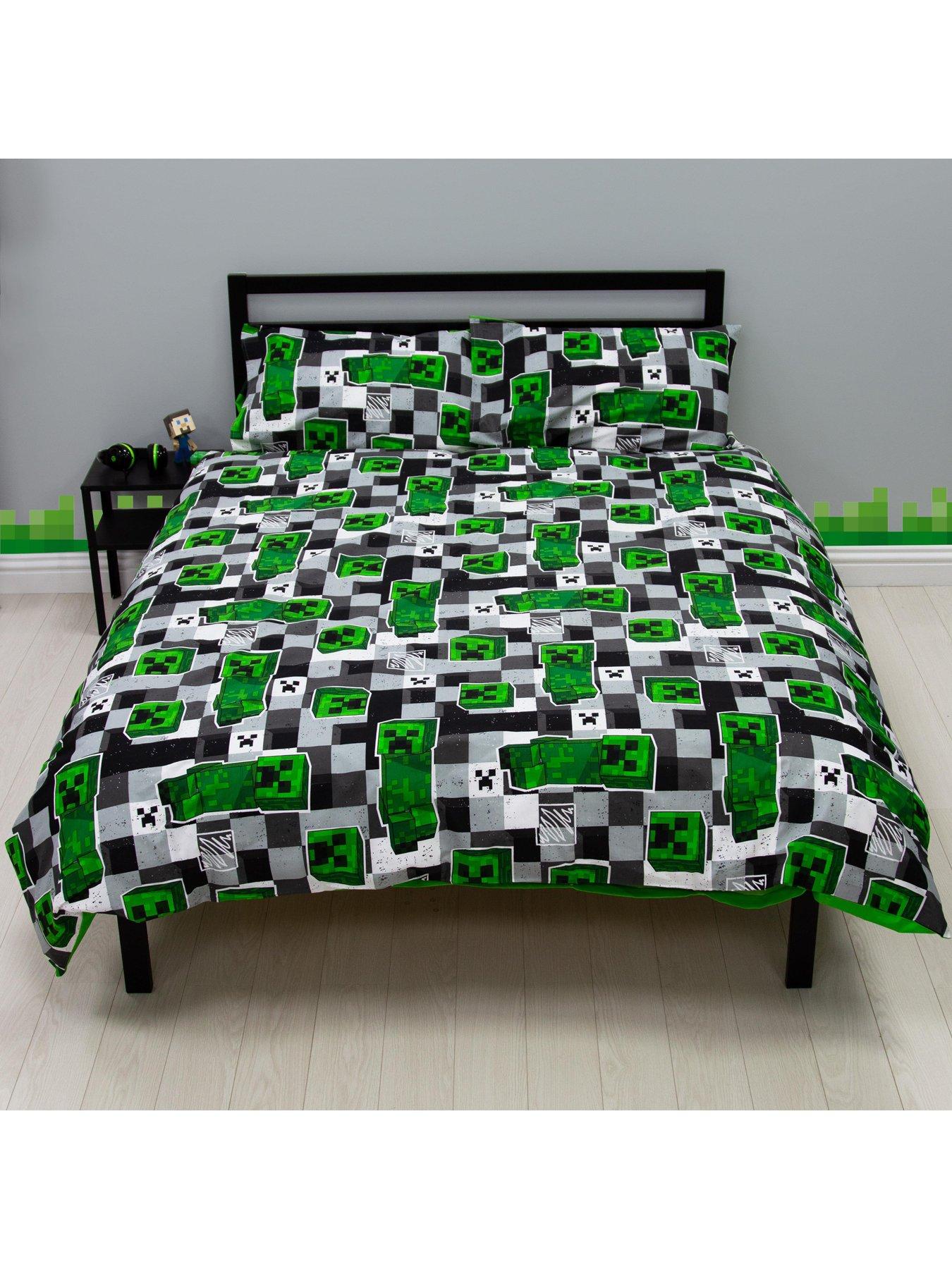  image of minecraft-check-panel-double-duvet-cover-set-multi