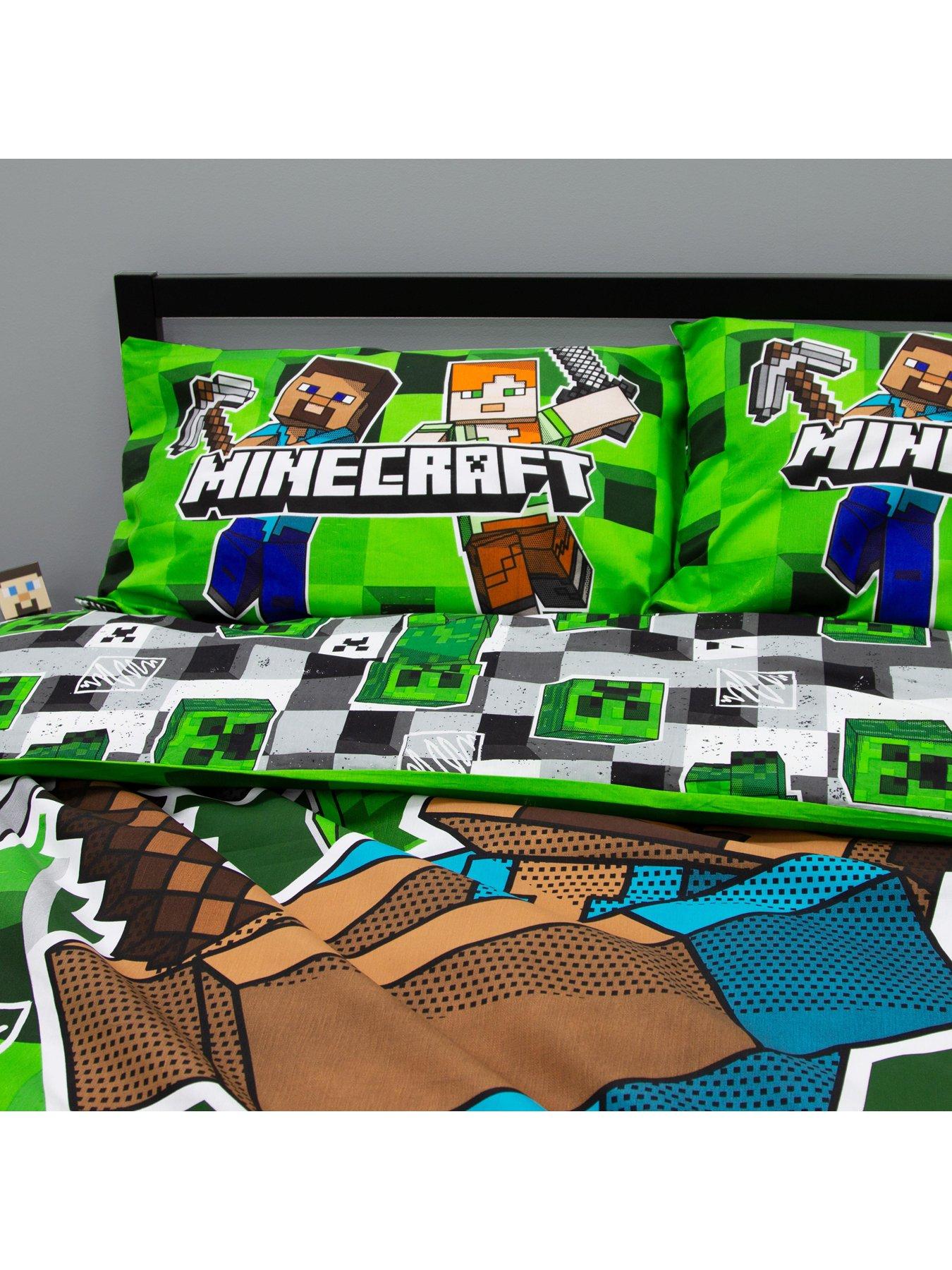  image of minecraft-check-panel-double-duvet-cover-set-multi