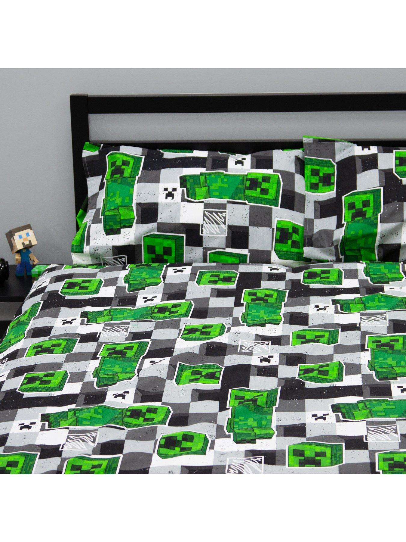  image of minecraft-check-panel-double-duvet-cover-set-multi