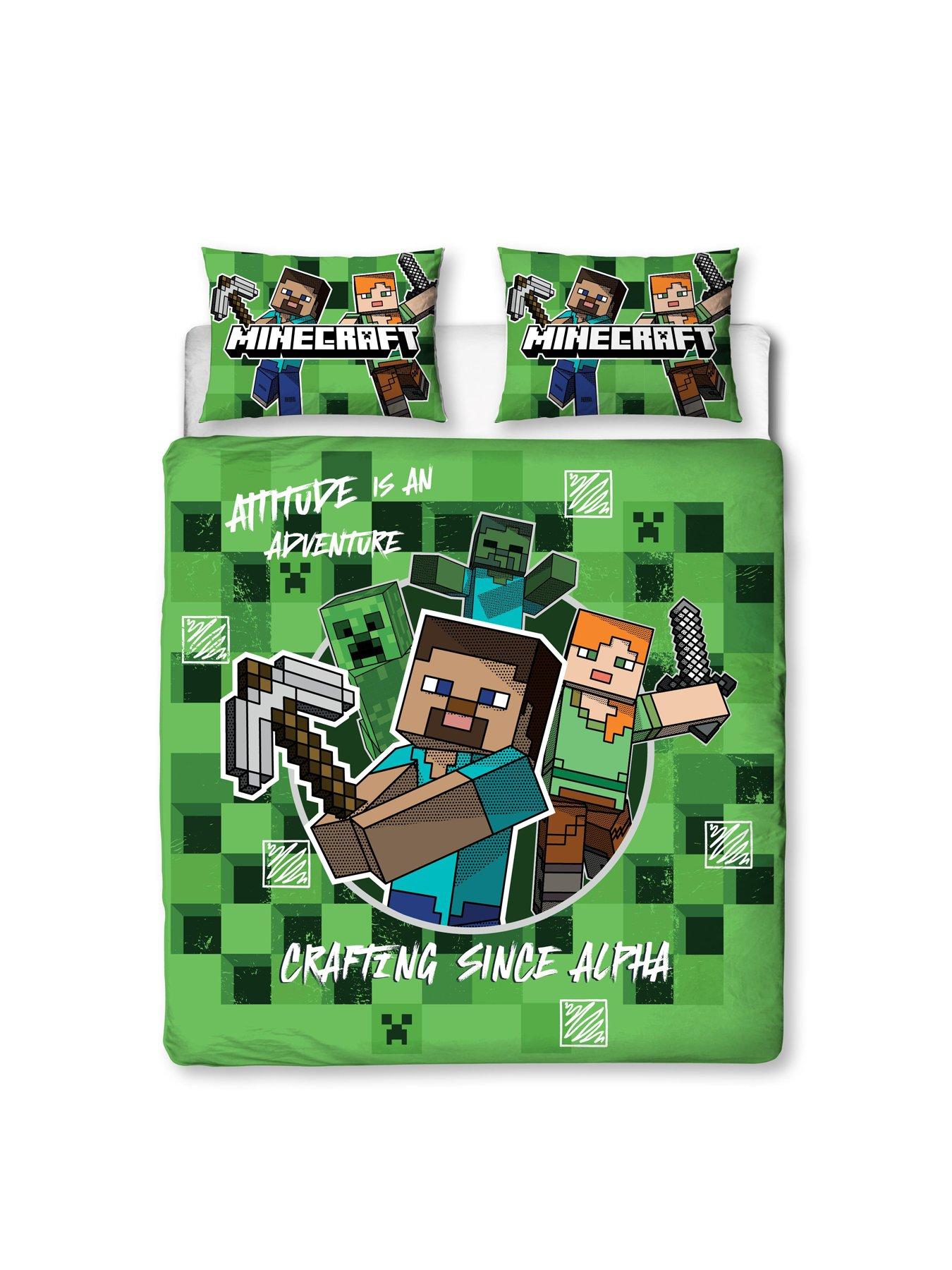  image of minecraft-check-panel-double-duvet-cover-set-multi