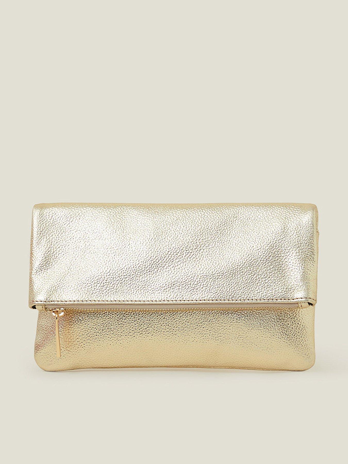  image of accessorize-leather-metallic-fold-over-clutch