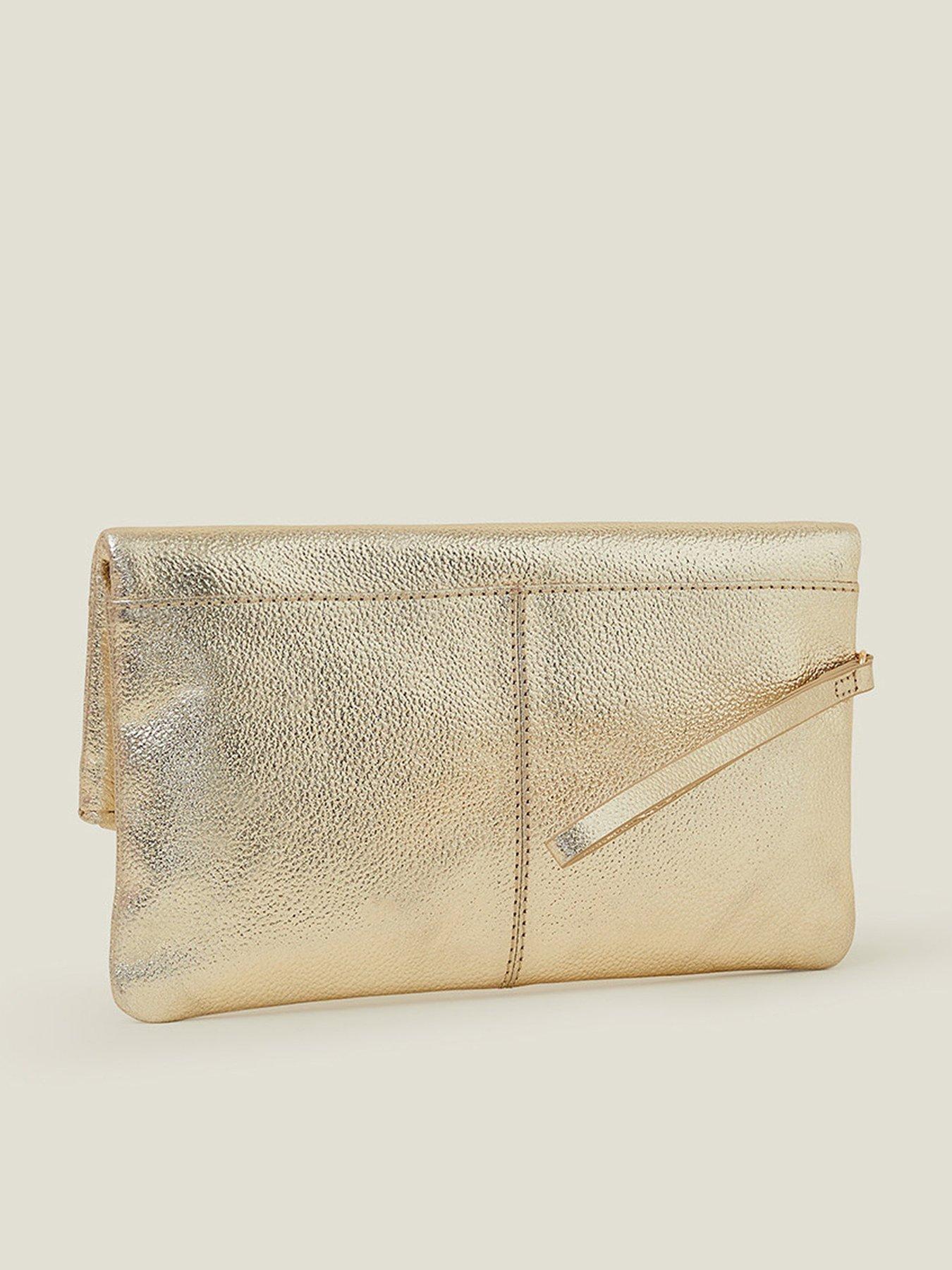  image of accessorize-leather-metallic-fold-over-clutch