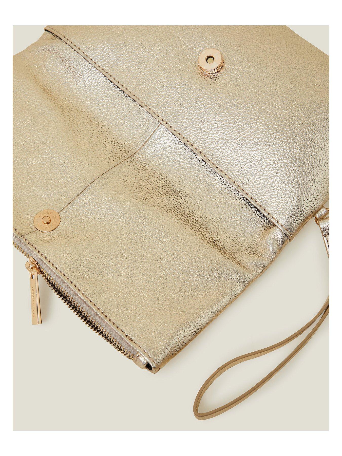  image of accessorize-leather-metallic-fold-over-clutch