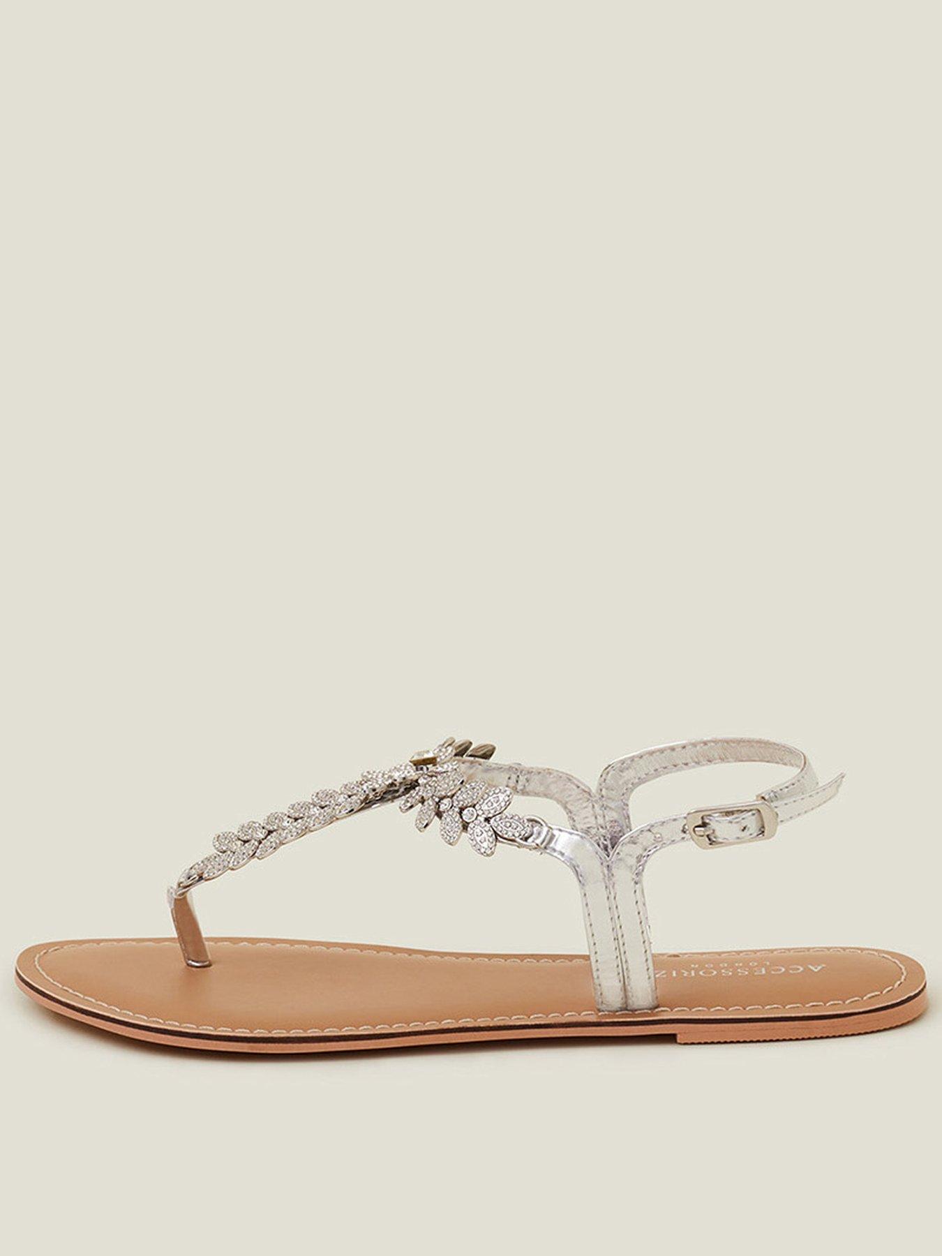 Image 1 of 3 of Accessorize Diamante Leaf Embellished - Silver