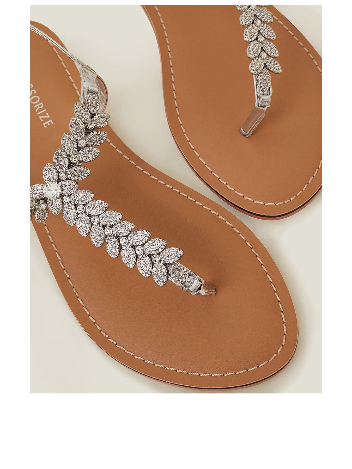 Image 3 of 3 of Accessorize Diamante Leaf Embellished - Silver