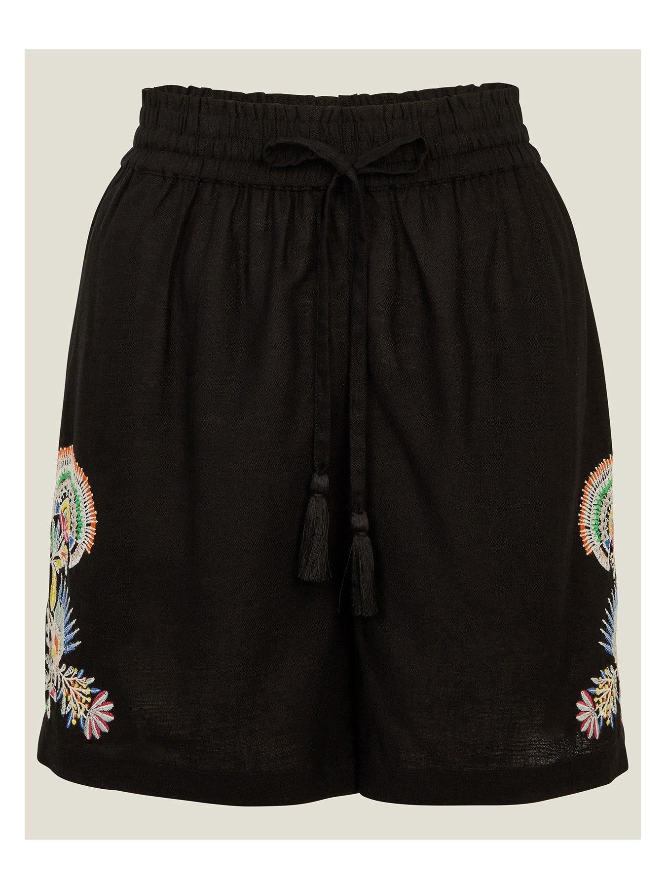 Image 3 of 4 of Accessorize Embroidered Shorts - Black