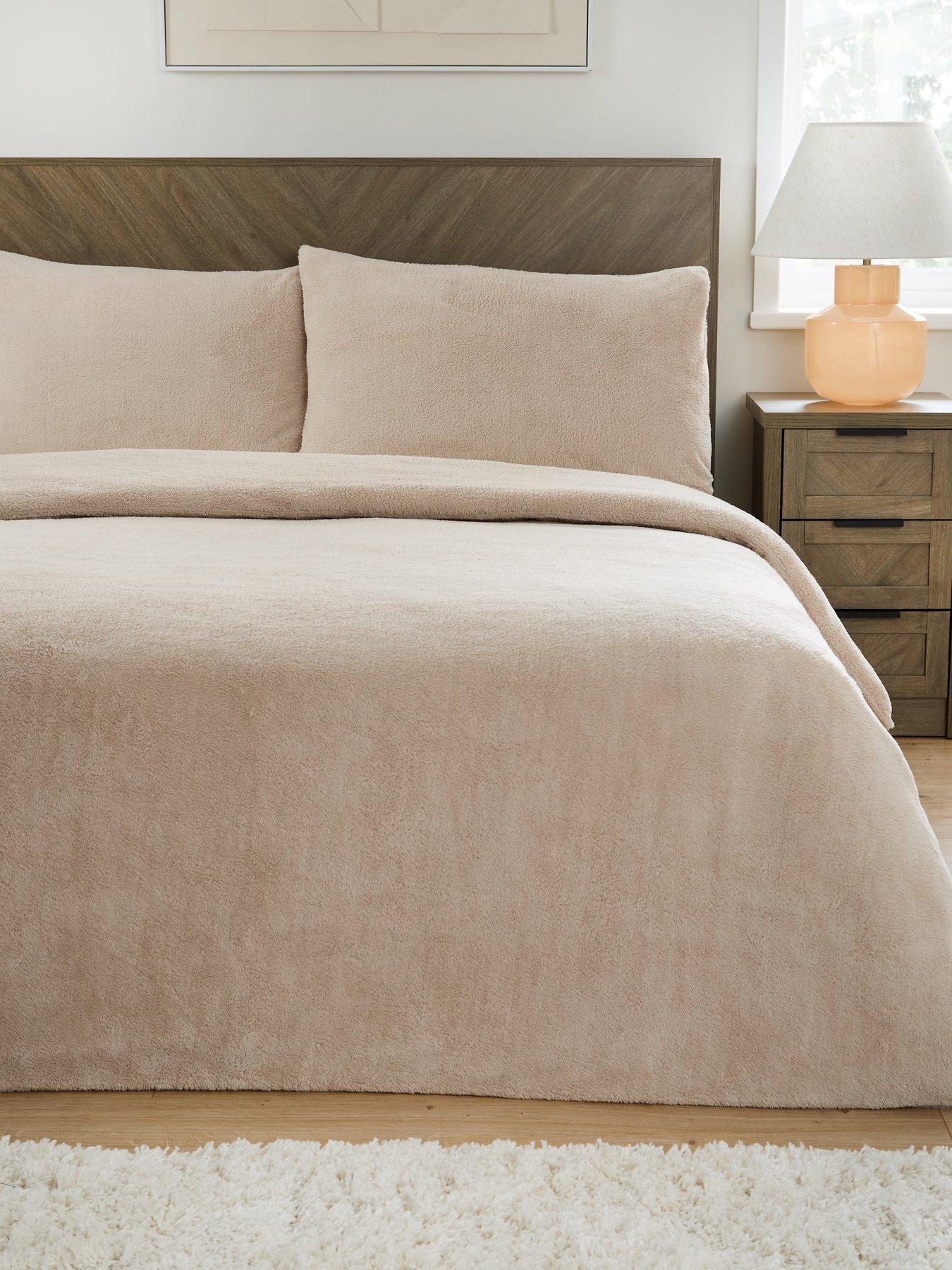 Image 1 of 6 of Very Home Teddy Fleece Duvet Cover Set in Natural
