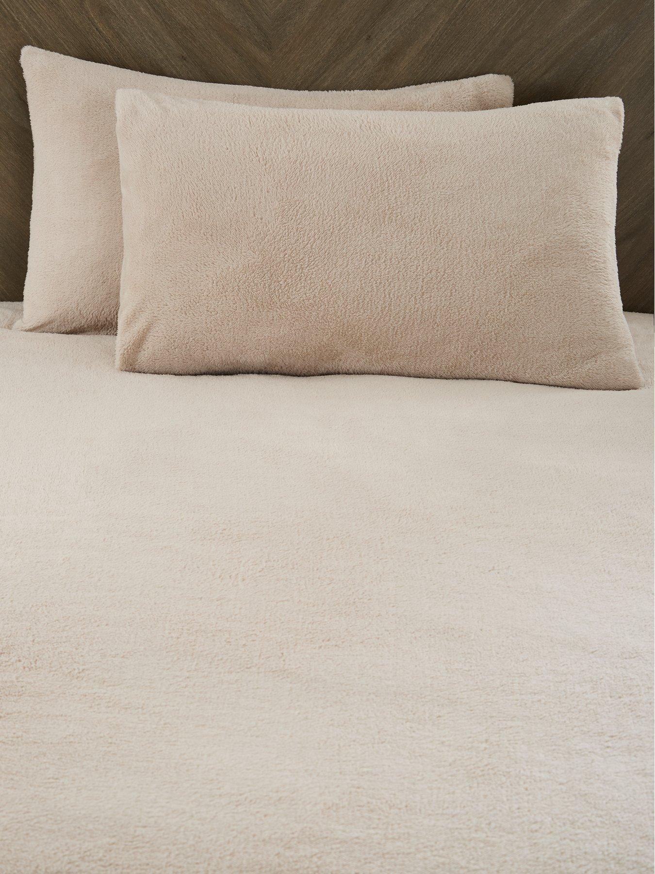 Image 4 of 6 of Very Home Teddy Fleece Duvet Cover Set in Natural
